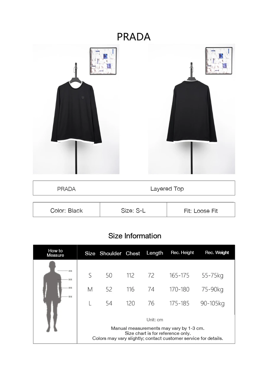 Prada Black Layered Long Sleeve Top with White Collar product photo from LabelPicks