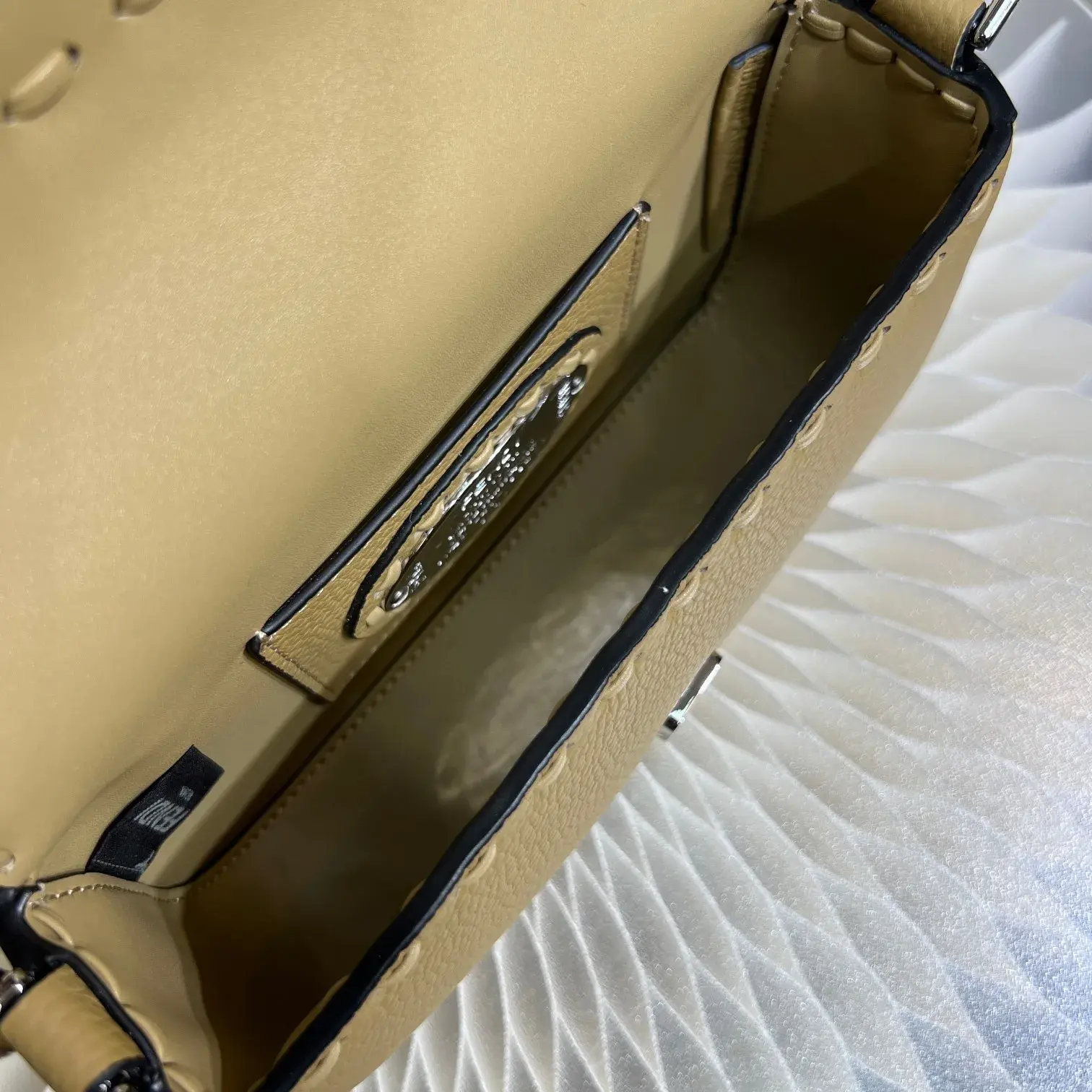 Fendi Beige Baguette Grained Leather Shoulder Bag product photo from LabelPicks