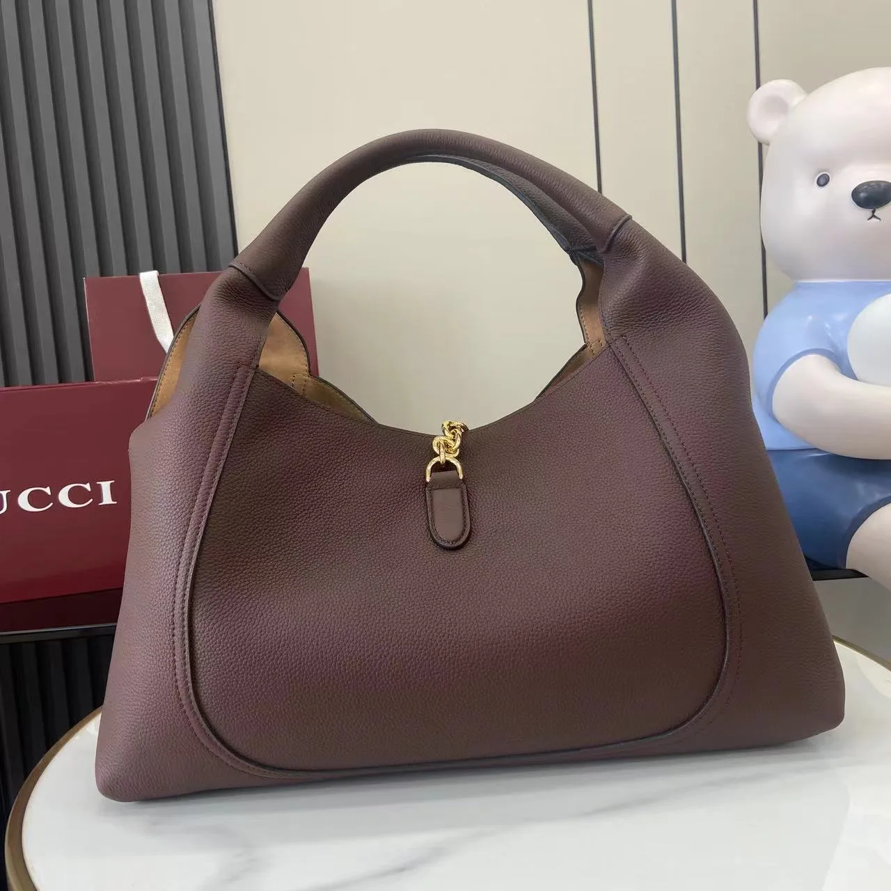 Gucci Brown Grained Leather Shoulder Bag product photo from LabelPicks