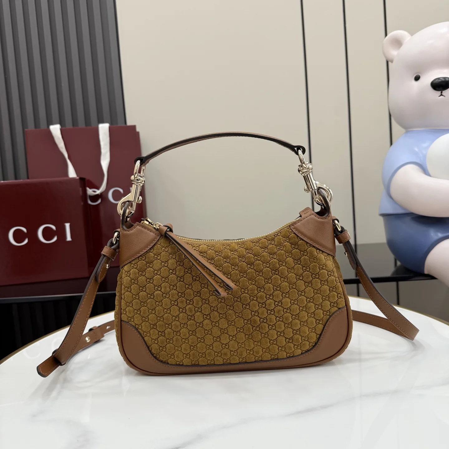 Gucci Suede Leather Crossbody Bag product photo from LabelPicks