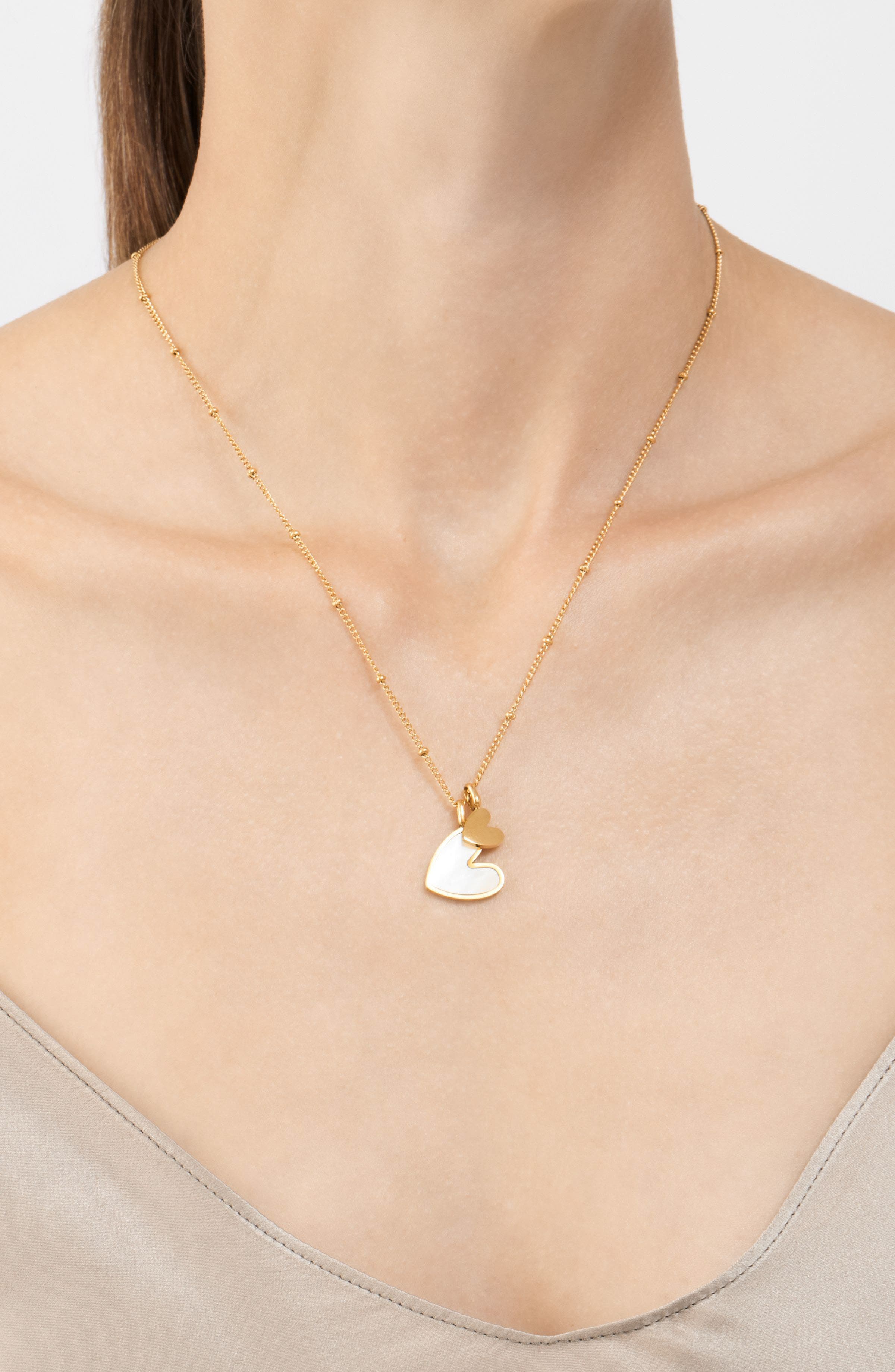 Adornia Heart Pendant Necklace & Pearl Bracelet Set
