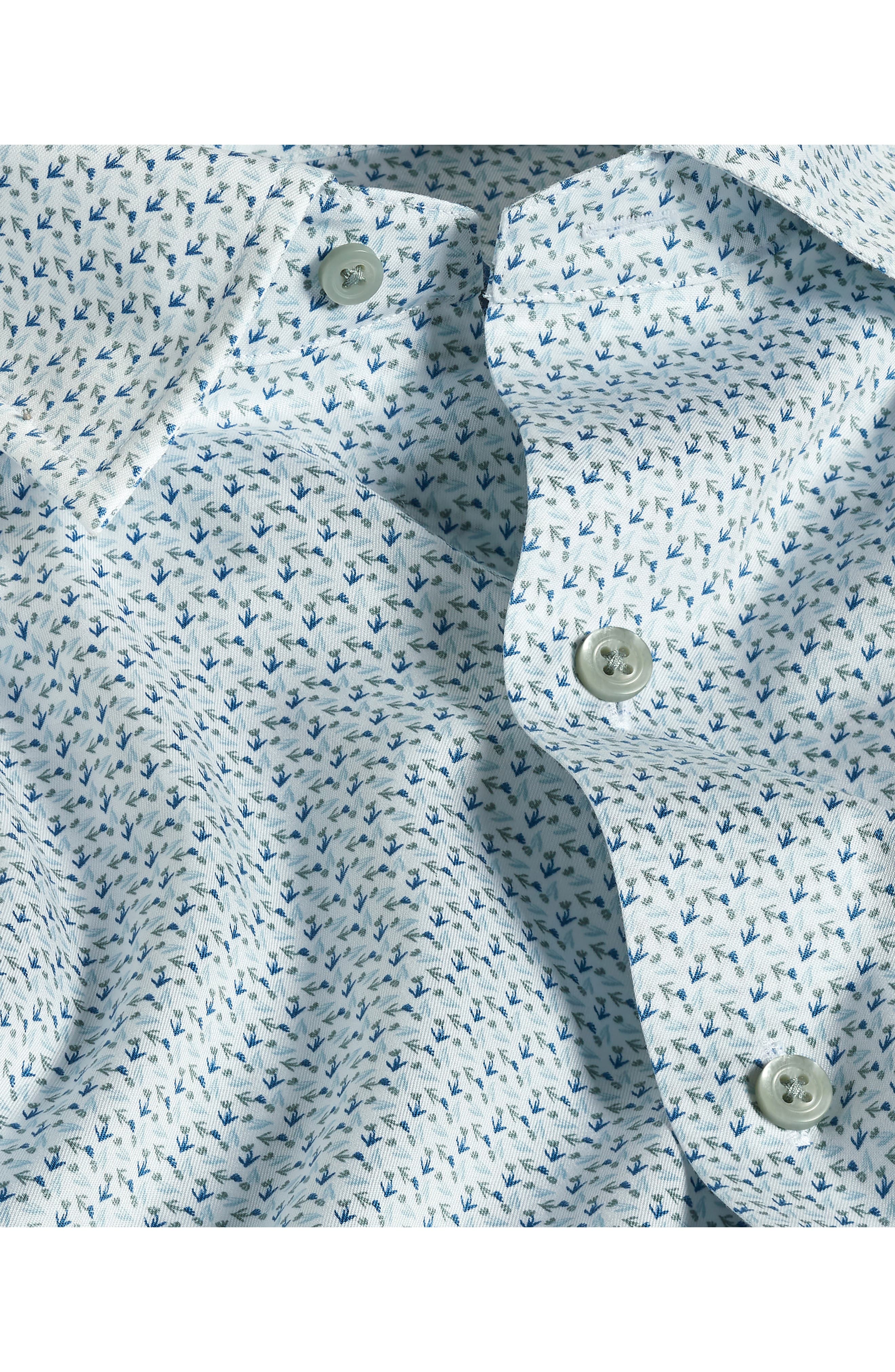 David Donahue Micro Floral Print Sport Shirt