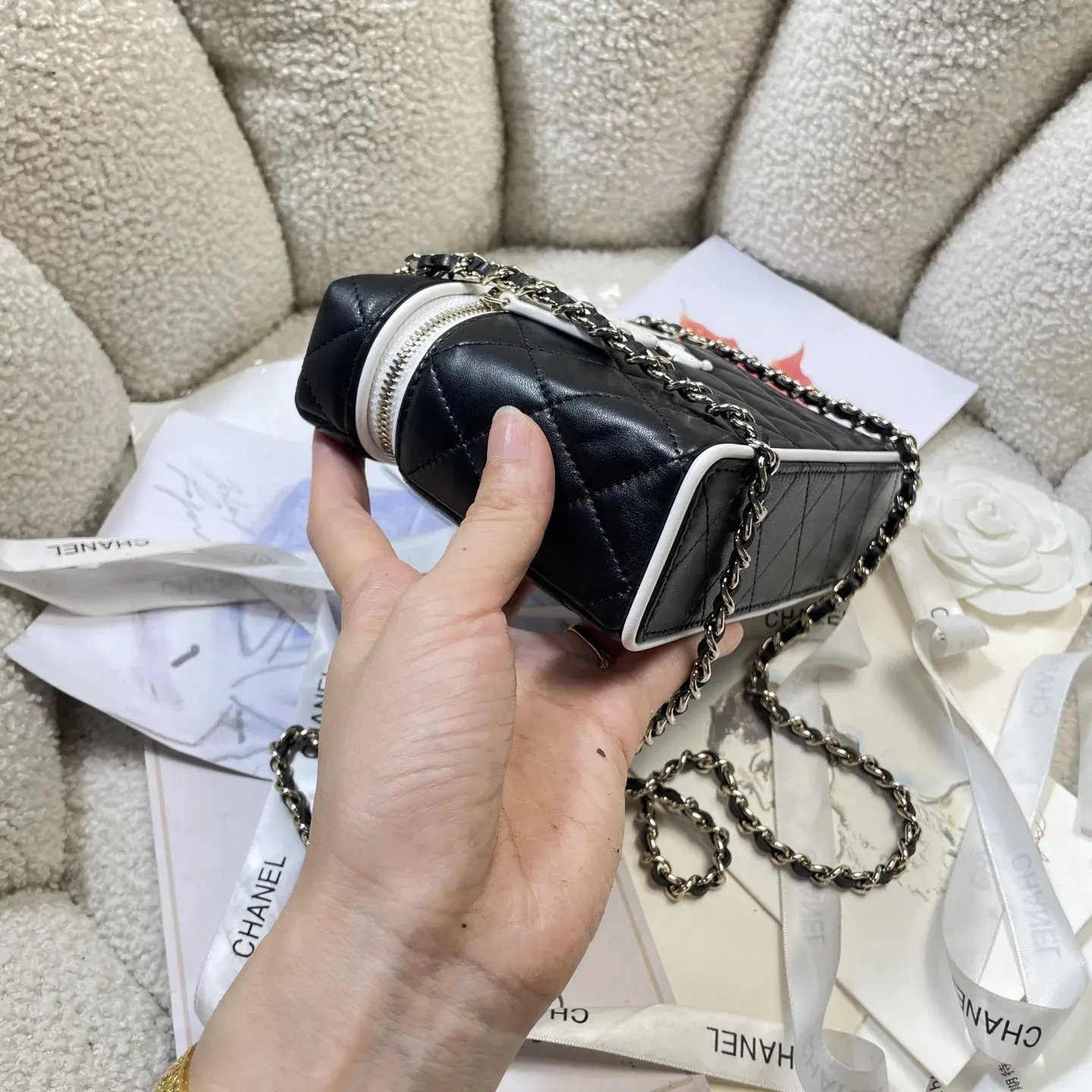 Chanel Gold Grained Leather Top Handle Bag product photo from LabelPicks