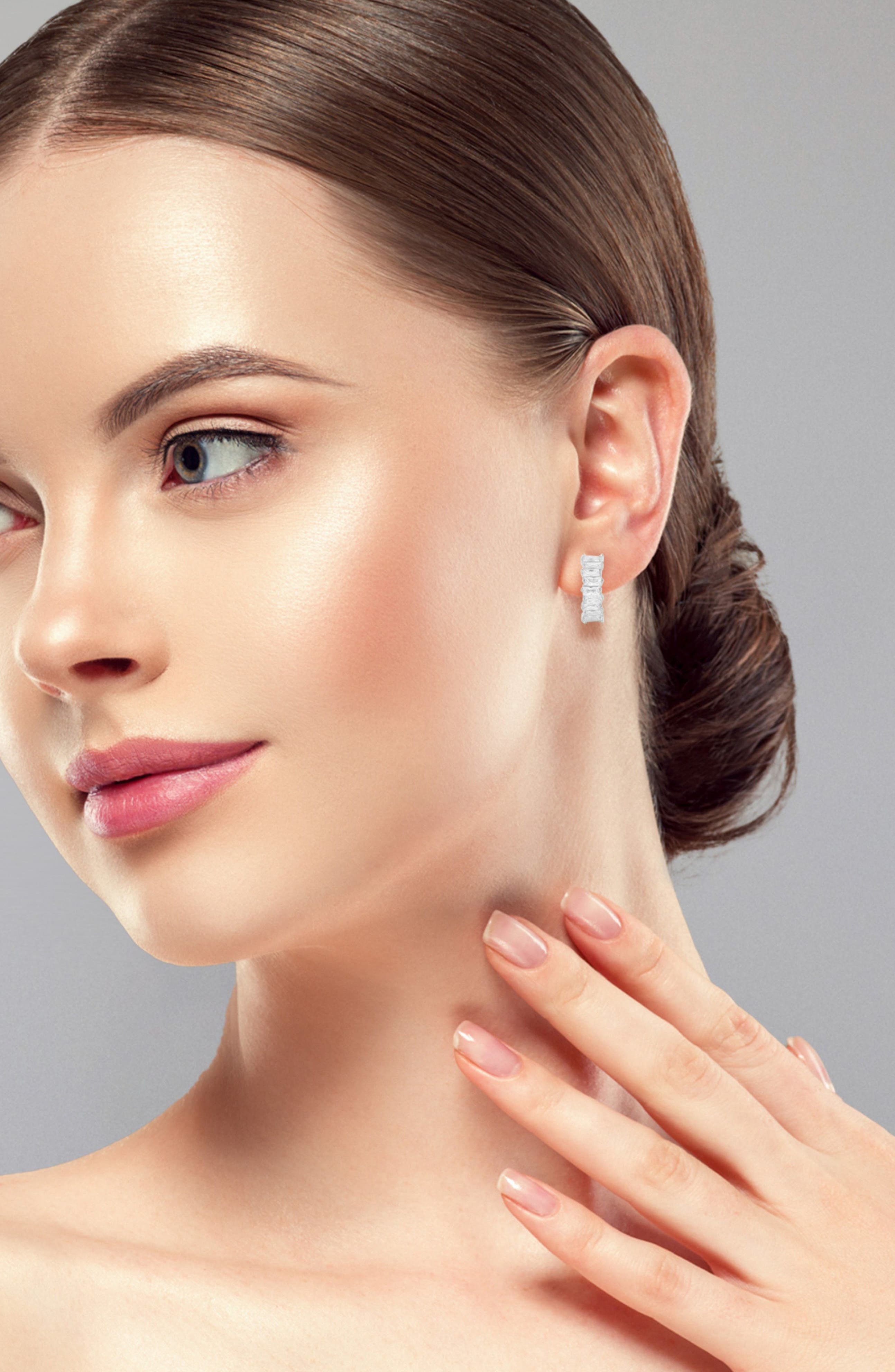 SPHERA MILANO Baguette Cubic Zirconia Hoop Earrings