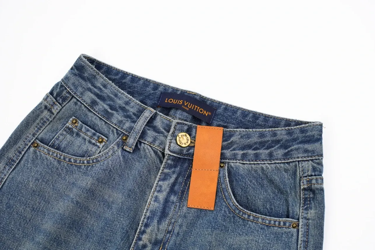 Louis Vuitton Blue Logo Patch High Waist Straight Jeans product photo from LabelPicks