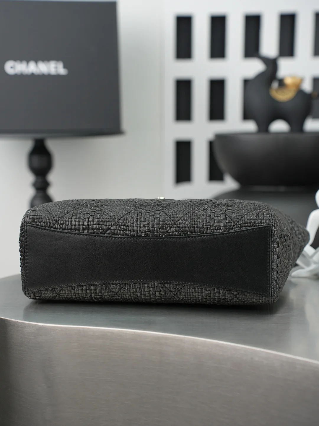 Chanel Black Straw Woven Shoulder Bag product photo from LabelPicks