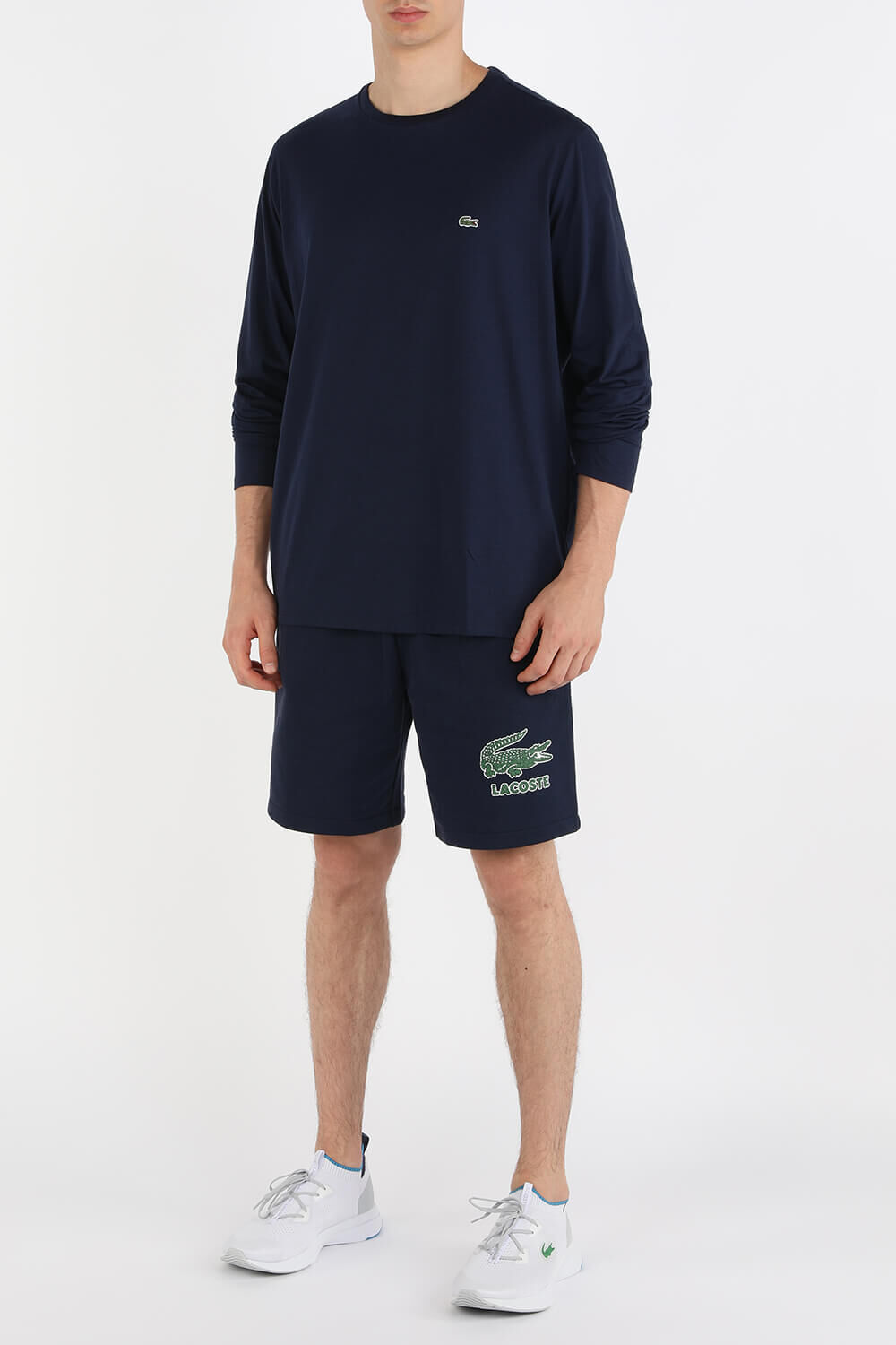 LACOSTE Navy Blue Crew Neck Pima Cotton Jersey T-shirt