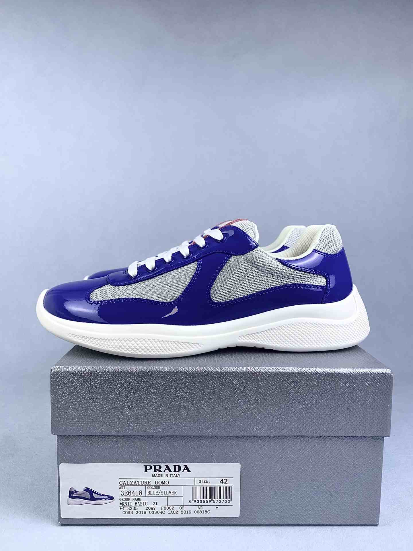 Patent leather and technical fabric Prada America's Cup sneakers