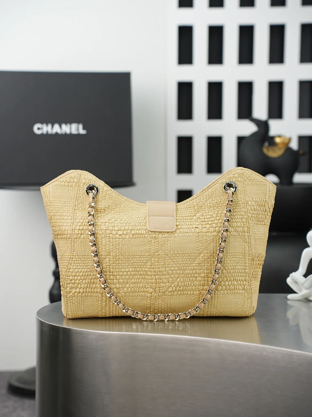 Chanel Beige Straw Woven Shoulder Bag product photo from LabelPicks
