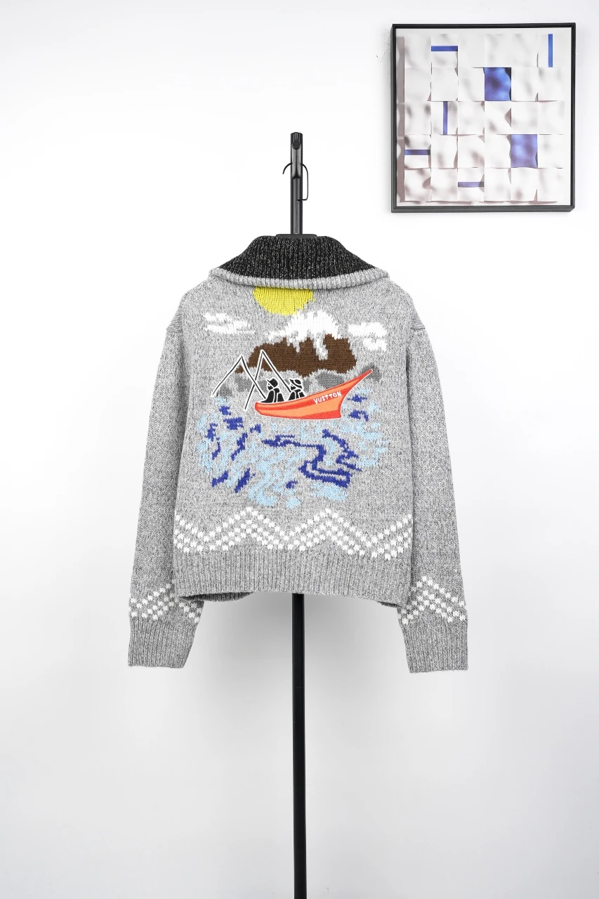 Louis Vuitton Grey Sailboat Fishing Zip Sweater Jacket product photo from LabelPicks