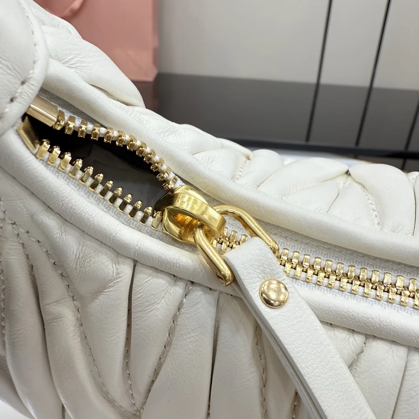 Miu Miu Matelasse White Lambskin Shoulder Bag product photo from LabelPicks