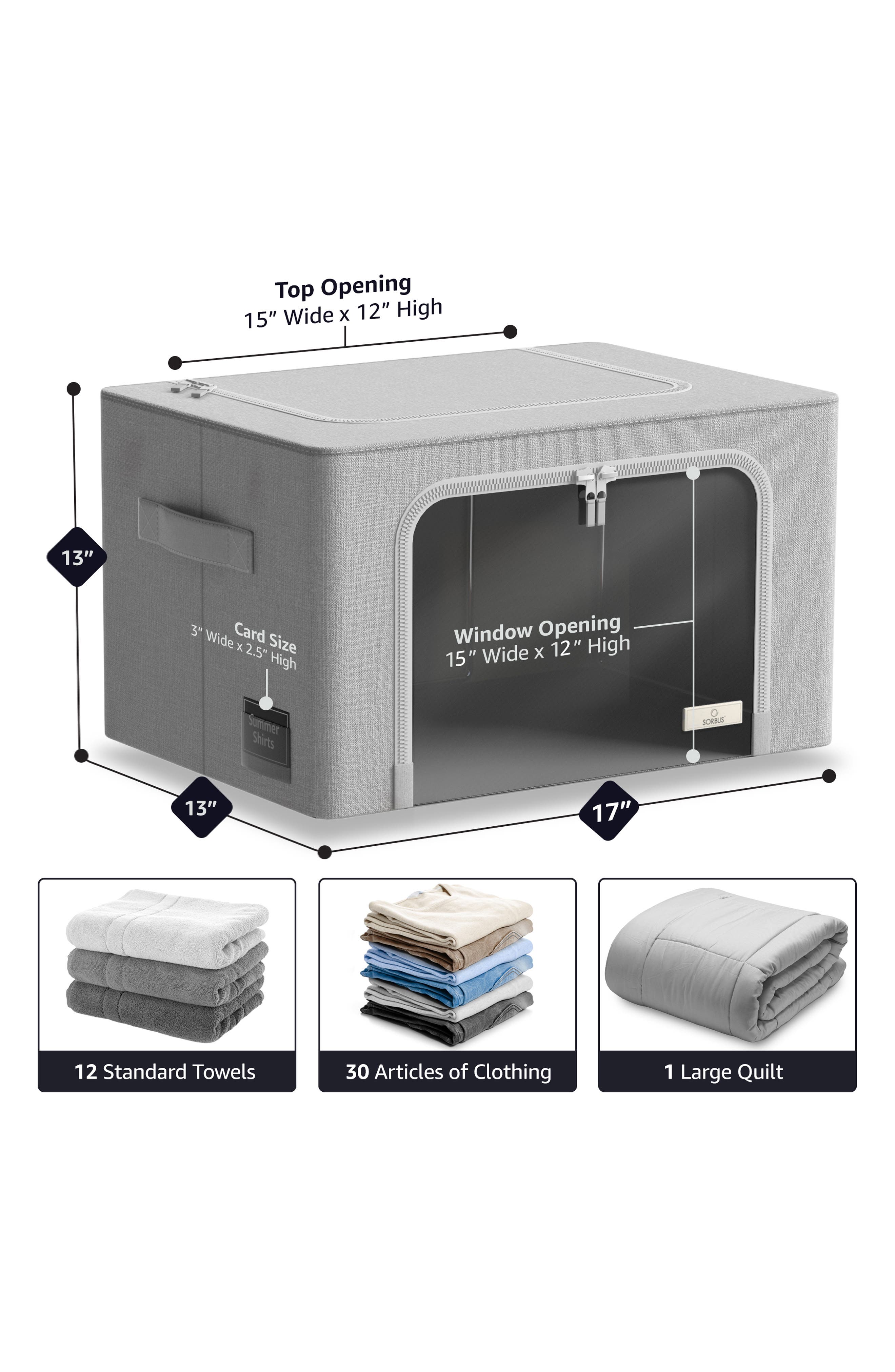SORBUS 3-Pack Zip Storage Bins