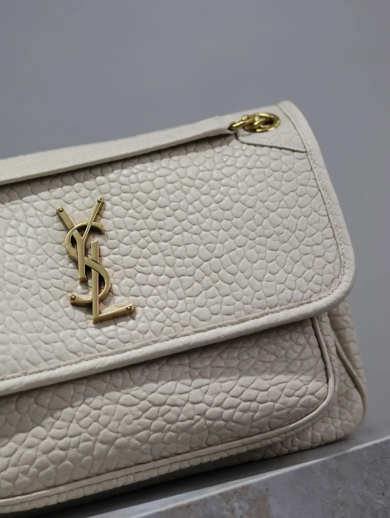 Saint Laurent White Niki Lambskin Shoulder Bag product photo from LabelPicks
