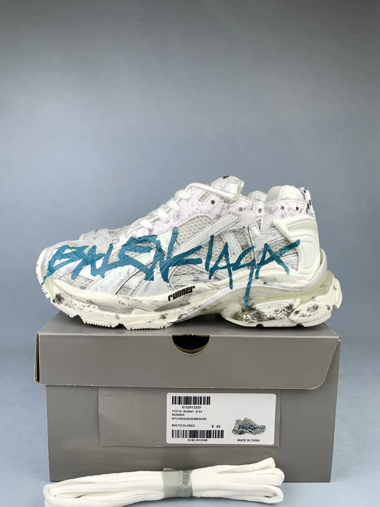Runner Graffiti Sneaker in White/Blue product photo from LabelPicks