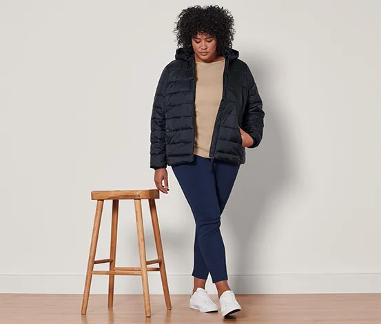 Steppjacke mit Kapuze, dunkelblau