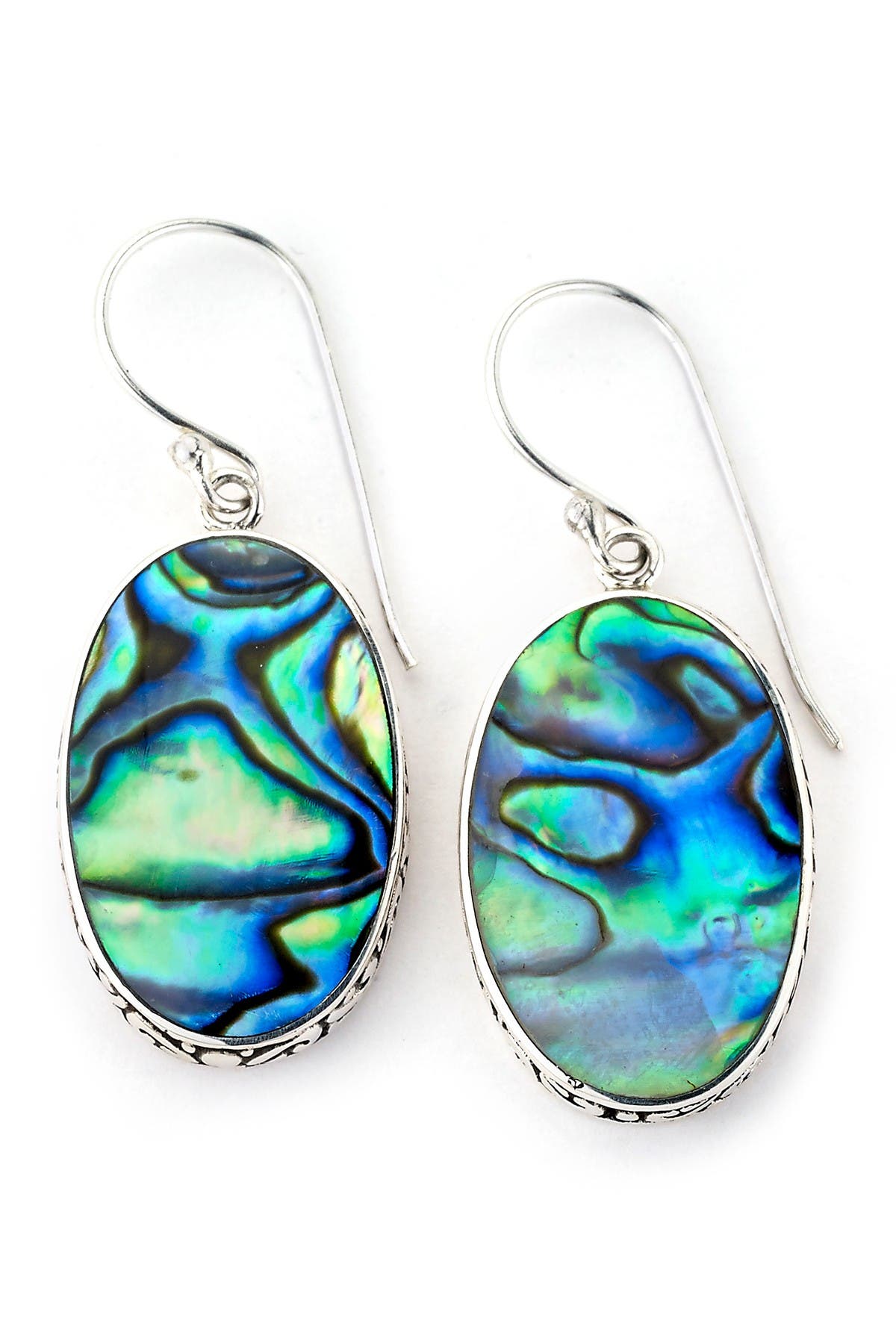 SAMUEL B. Sterling Silver Oval-Cut Abalone Drop Earrings
