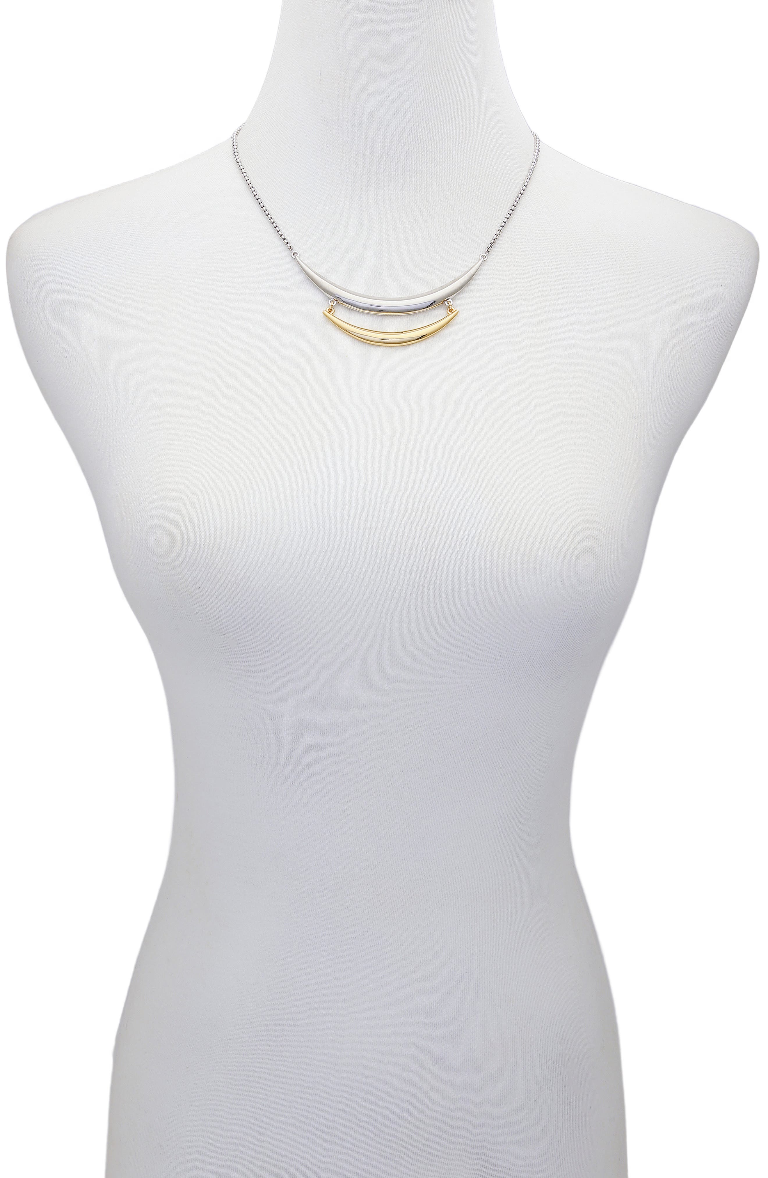 Vince Camuto Two-Tone Crescent Bar Pendant Necklace