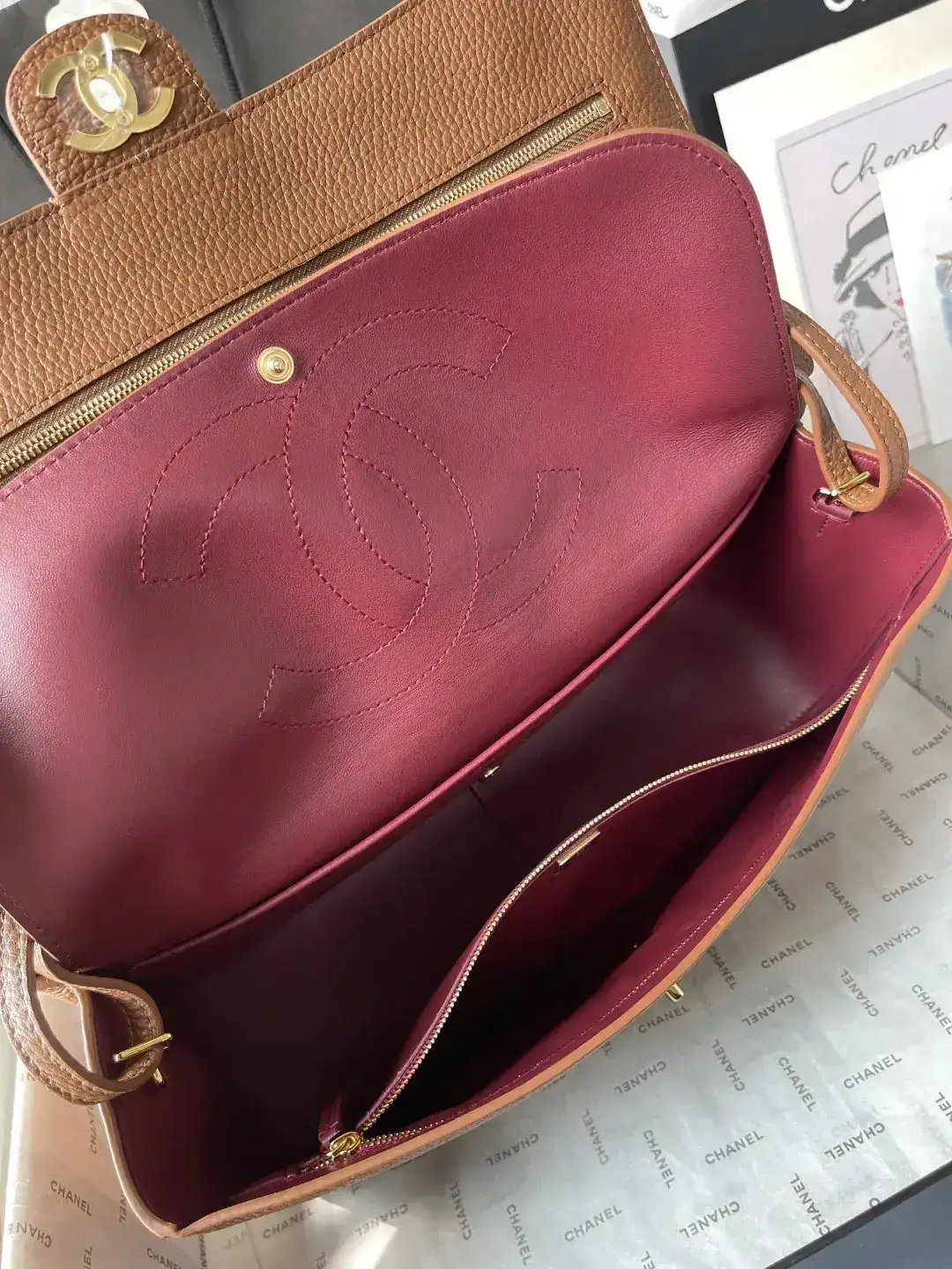 Chanel Brown Classic Flap Grained Leather Shoulder Bag product photo from LabelPicks