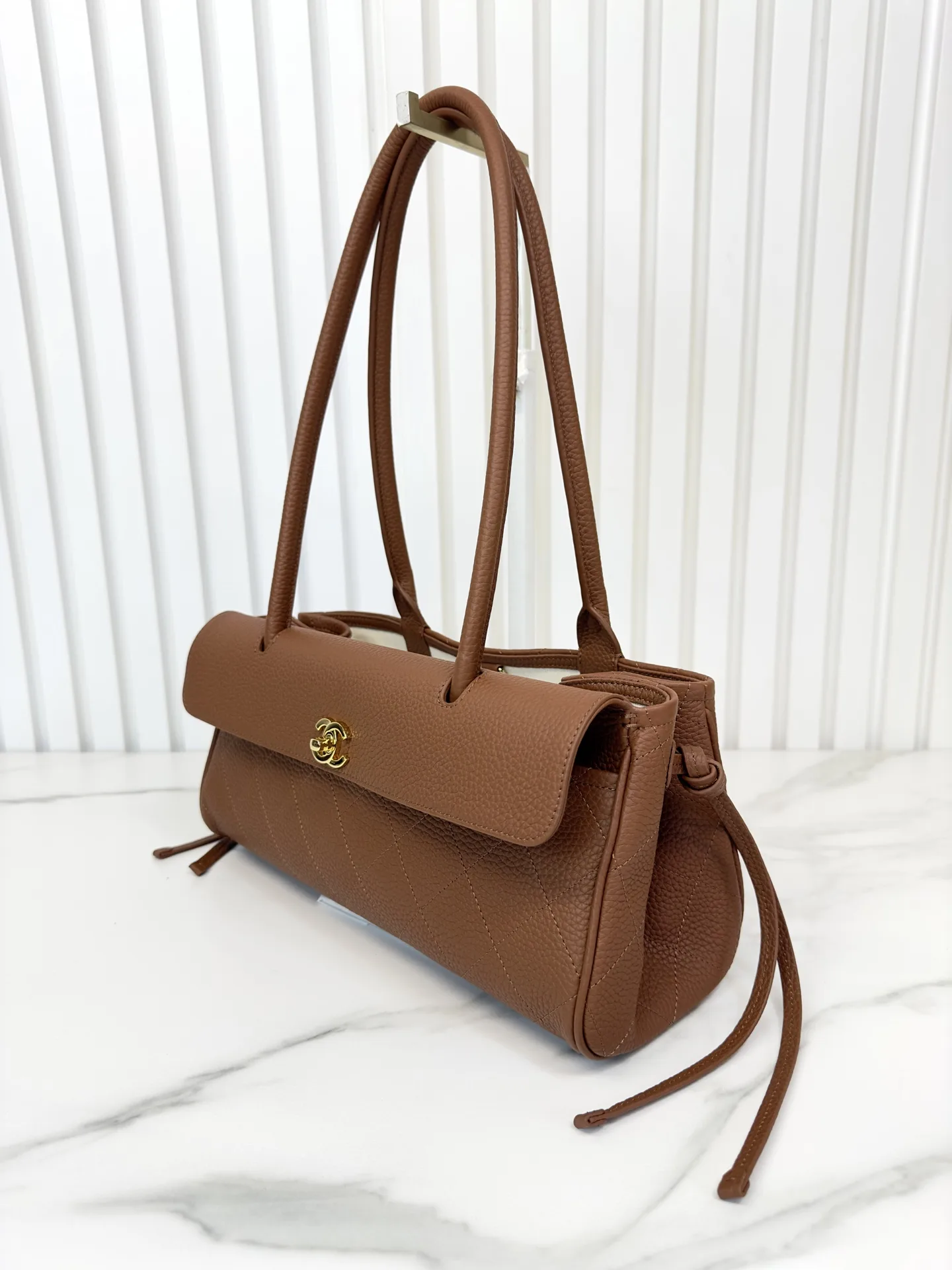 Chanel Brown Grained Leather Top Handle Bag product photo from LabelPicks