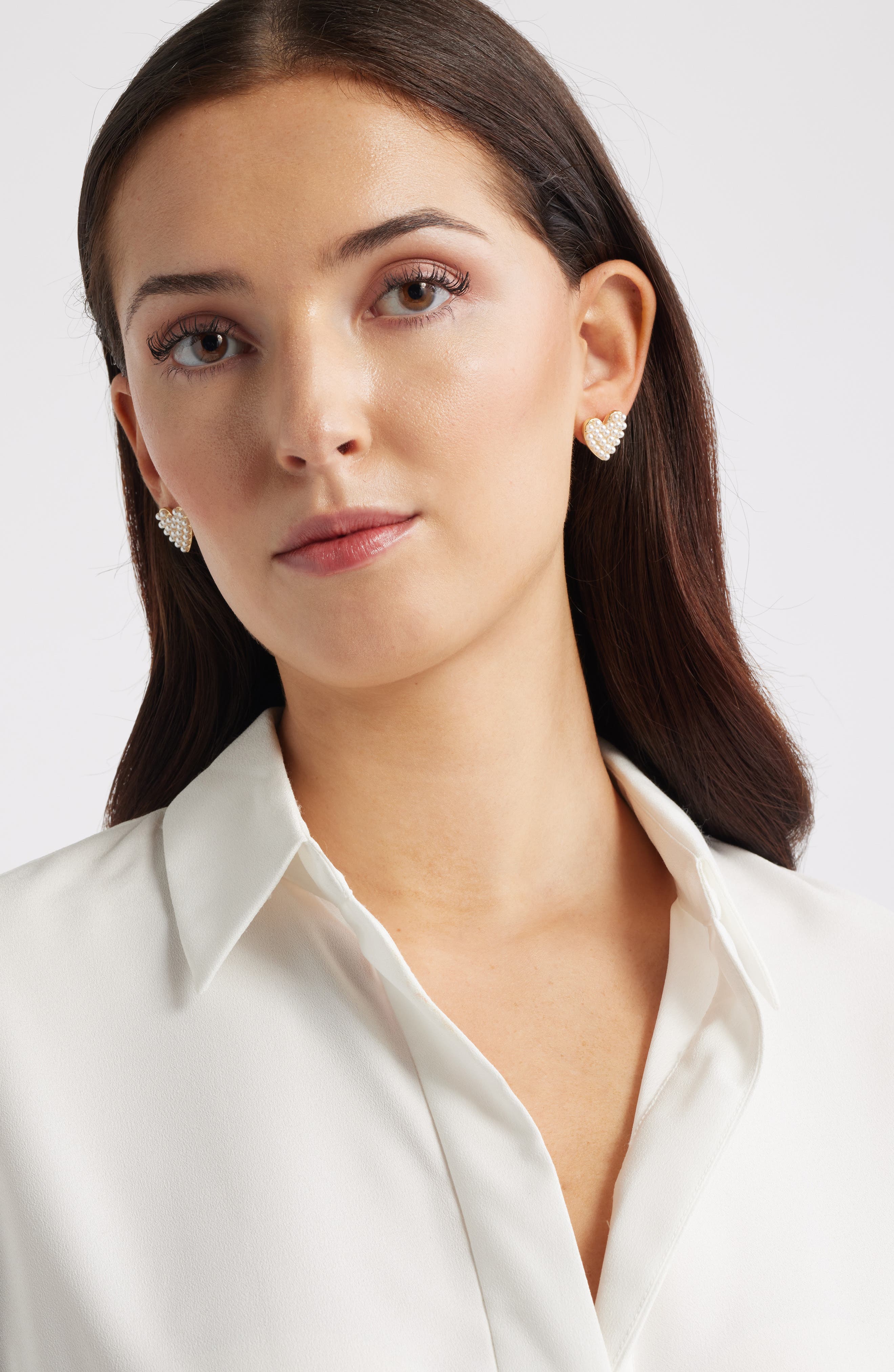 Nordstrom Faux Pearl Heart Stud Earrings