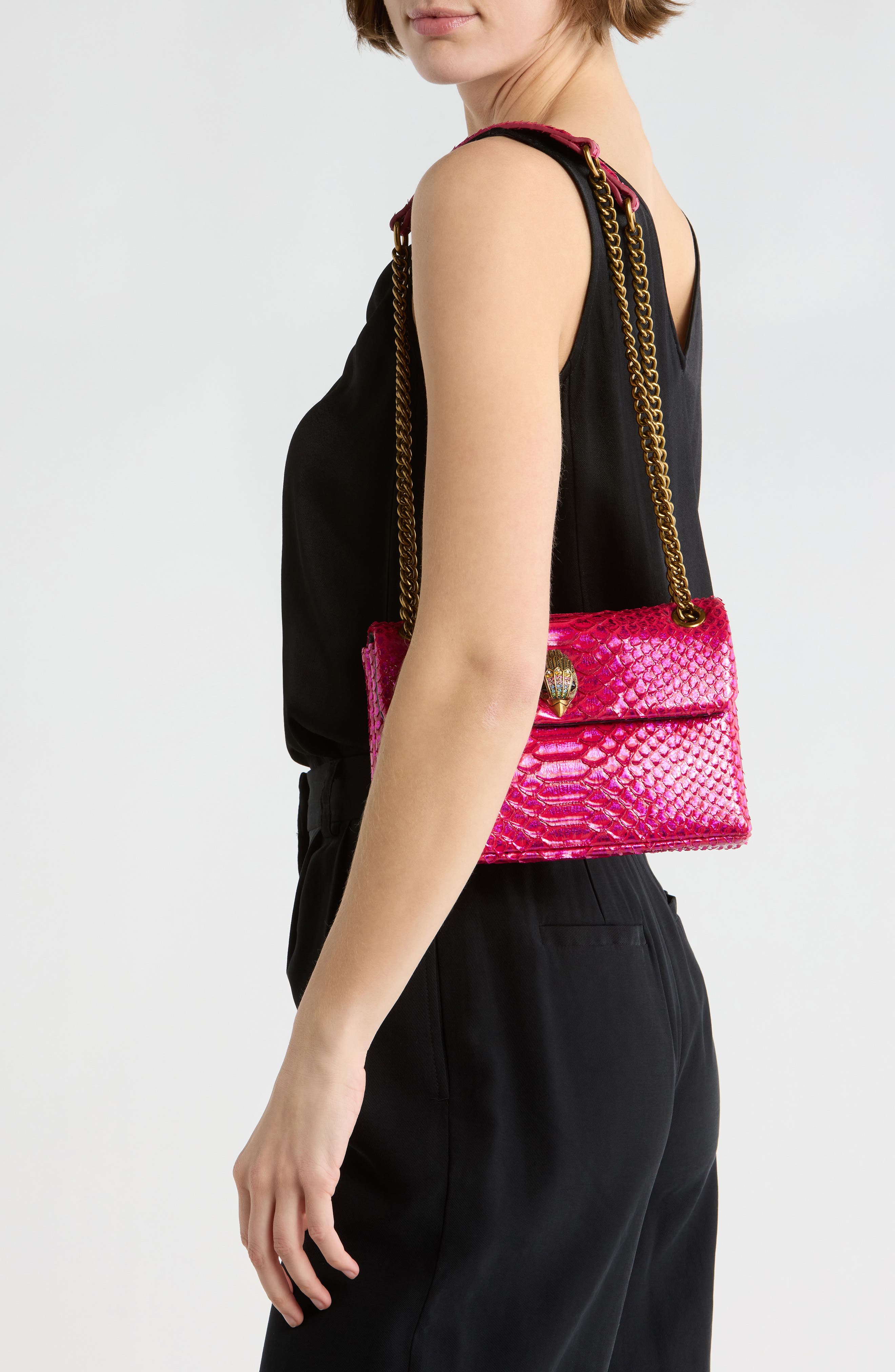Kurt Geiger London Medium Kensington Snake Embossed Convertible Shoulder Bag