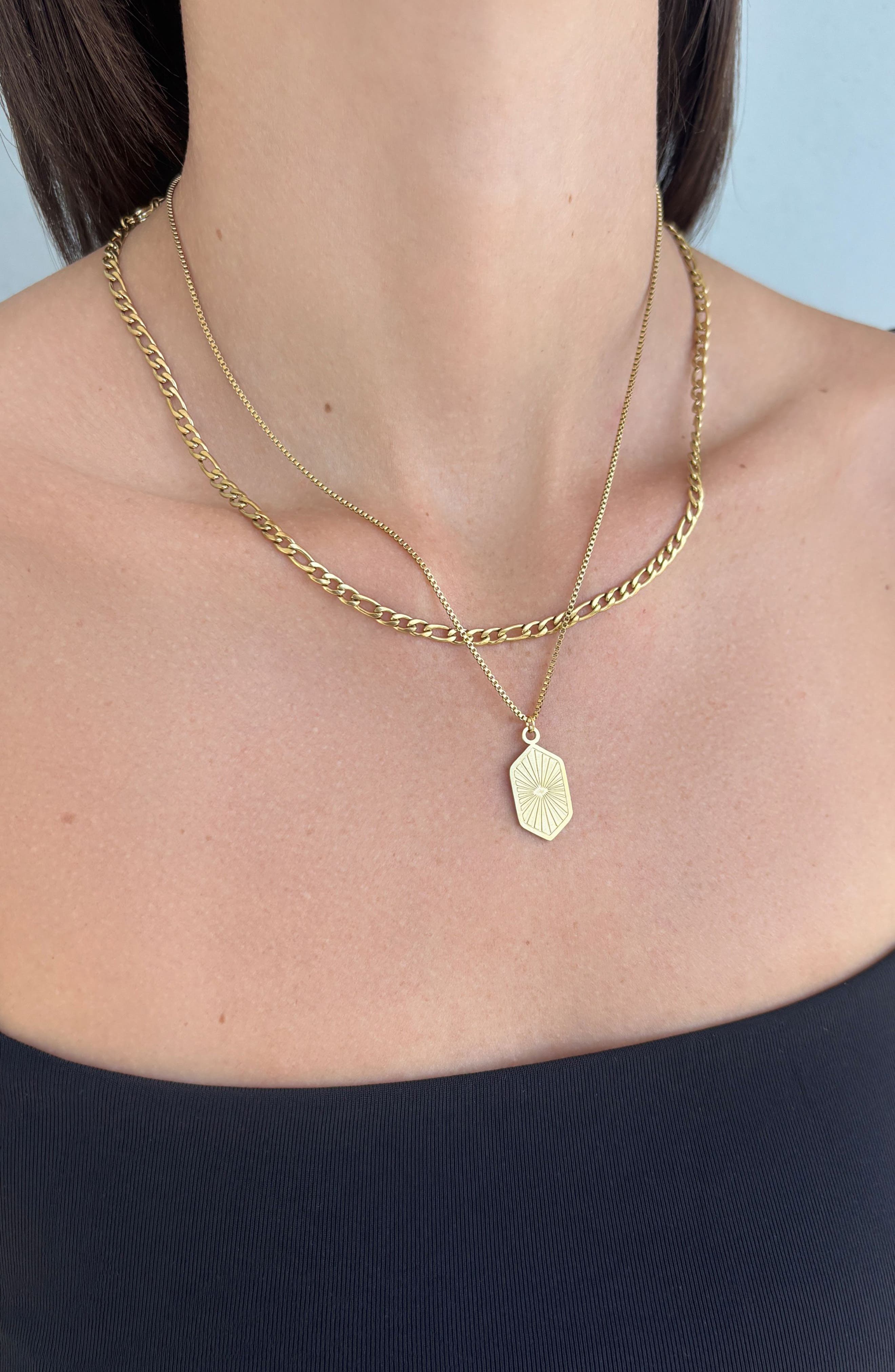 Adornia 18K Gold Plated Medallion Pendant Layered Necklace