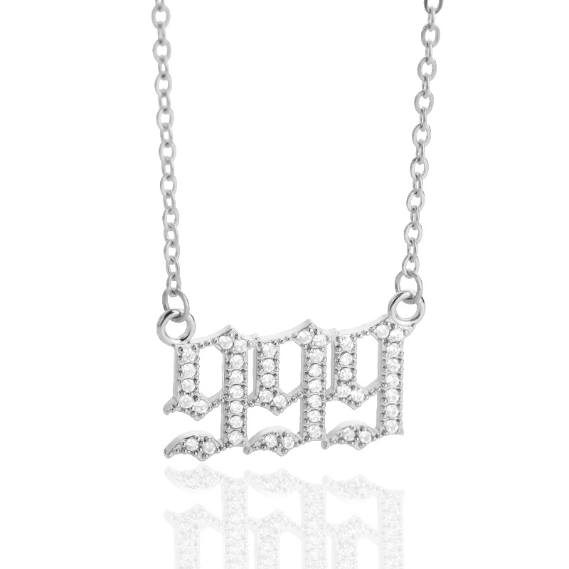 111-999 Angel Number Necklace with Bling Zirconia
