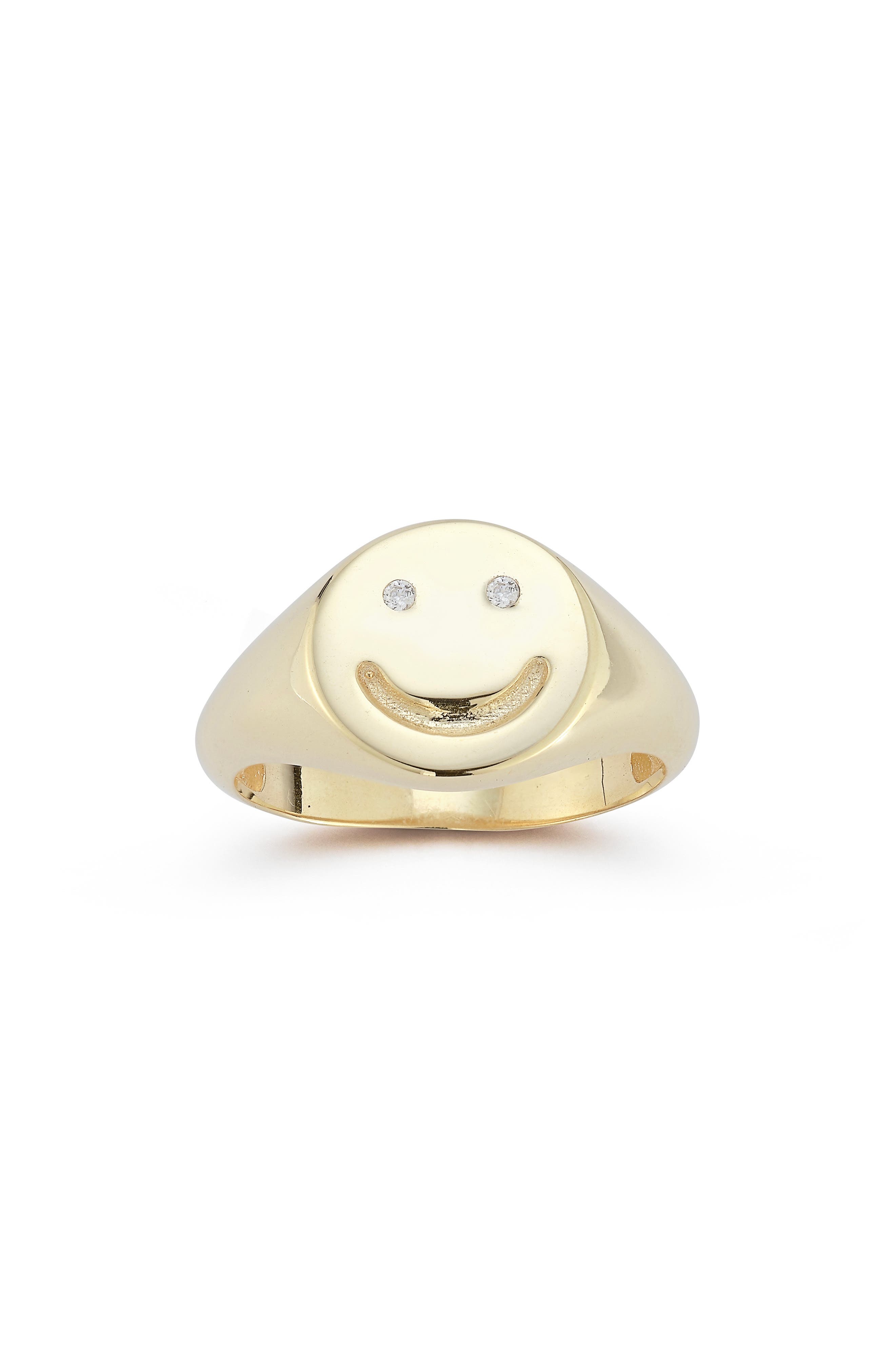 SPHERA MILANO Sterling Silver & CZ Smiley Face Ring