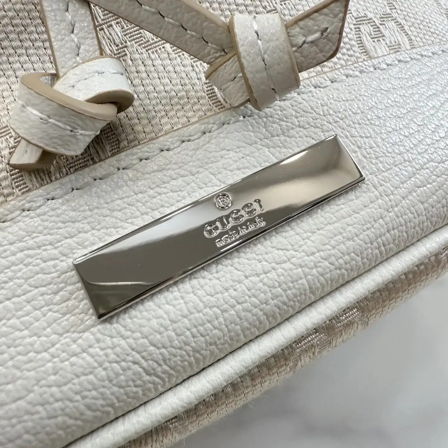 Gucci White Generation Canvas and Leather Bucket Bag product photo from LabelPicks