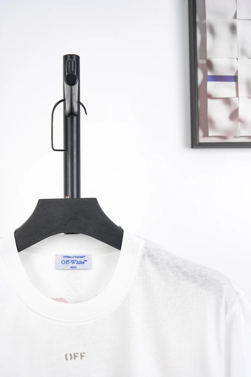 Off-White White Red Stripe Collage T-Shirt product photo from LabelPicks