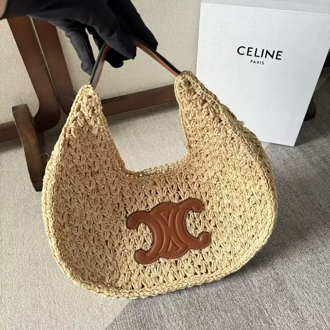 Celine Straw Woven Triomphe Hobo Bag product photo from LabelPicks