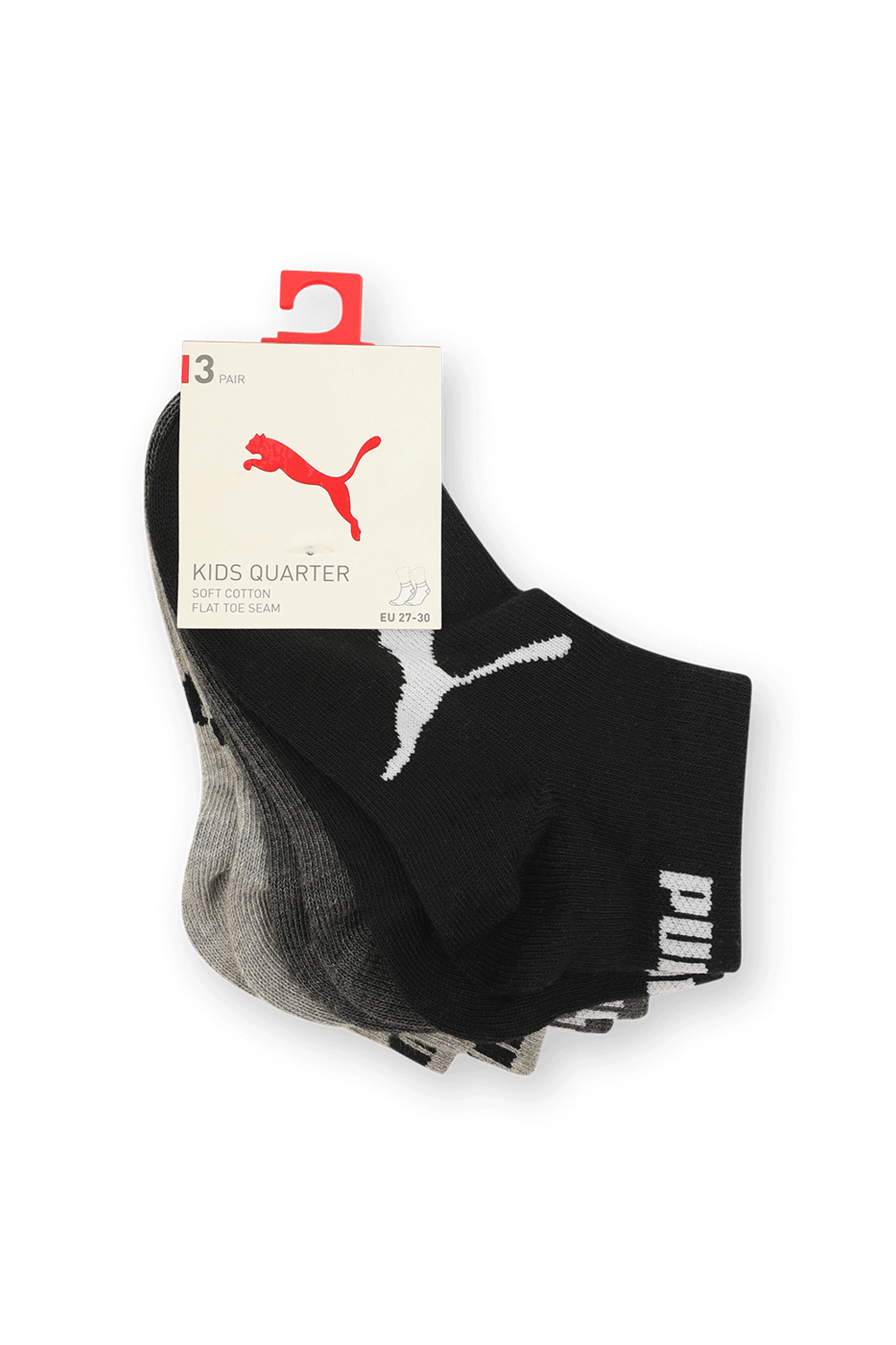 PUMA מארז שלושה זוגות גרביים עם לוגו מידות 27-30