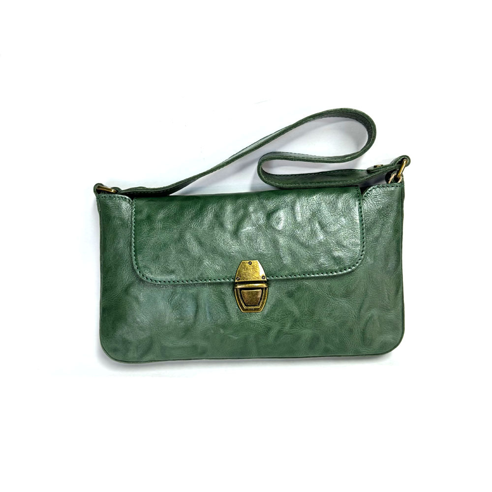 Emerald Green Leather Mini Saddle Bag Women