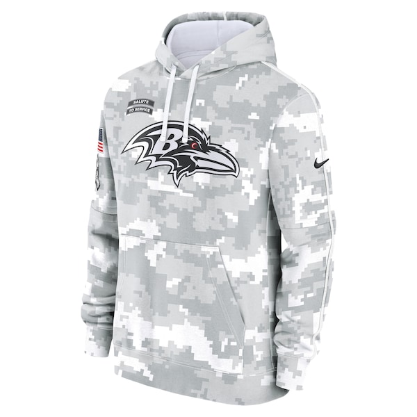 Baltimore Ravens Nike 2024 Salute to Service Club Fleece Pullover Hoodie - Arctic Camo