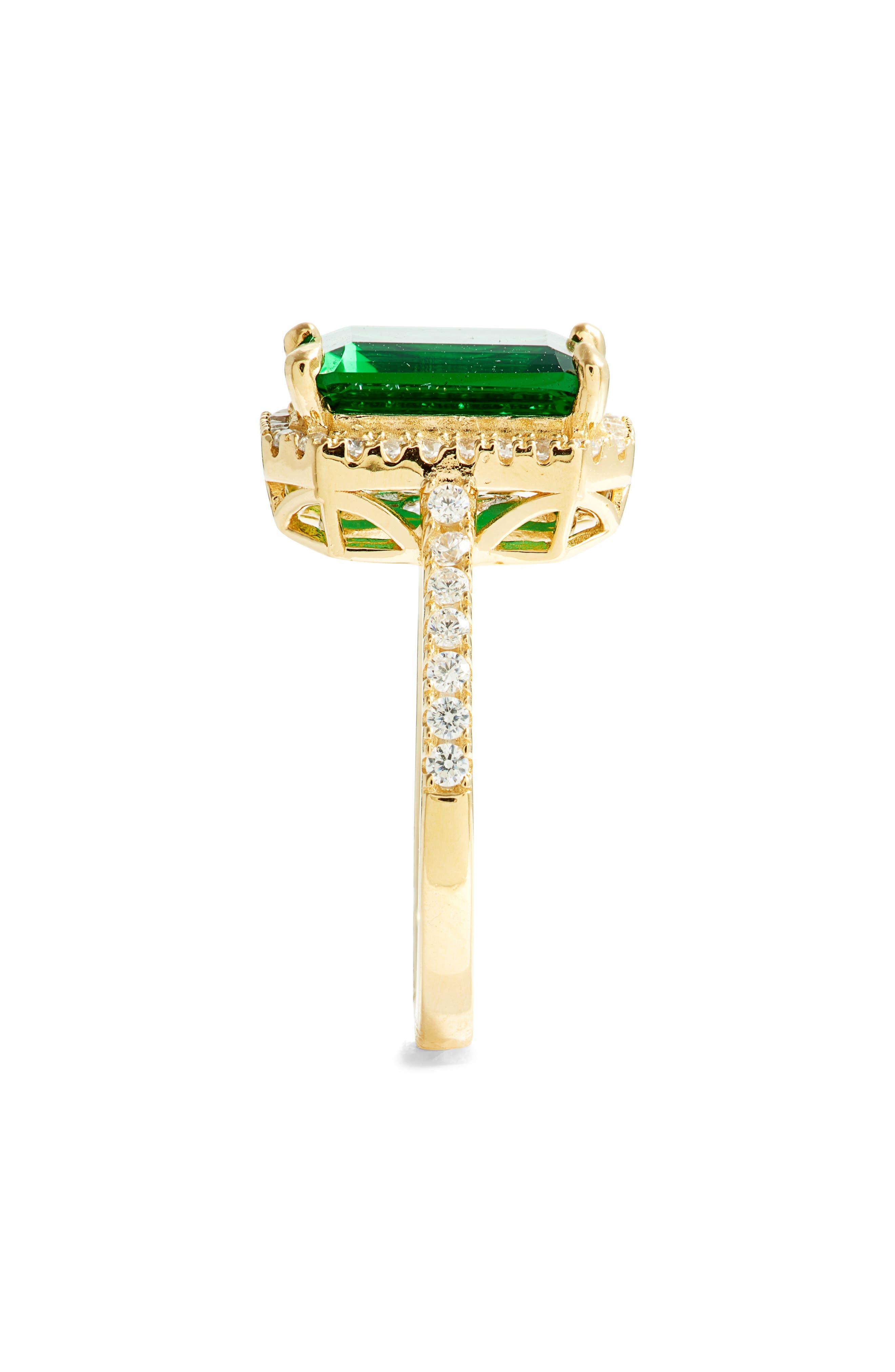 SUZY LEVIAN 14K Gold Plated Sterling Silver Emerald Cubic Zirconia Ring