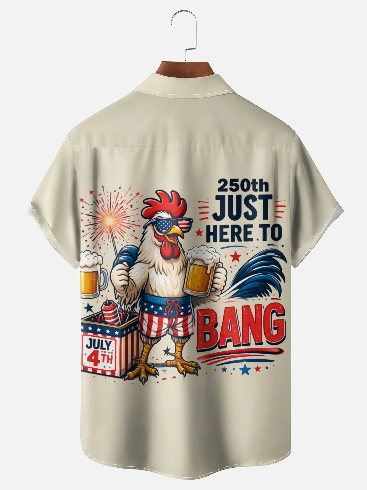 Men's printed shirts U.S. Independence Day Anniversary Funny Pattern Hawaiian Shirt