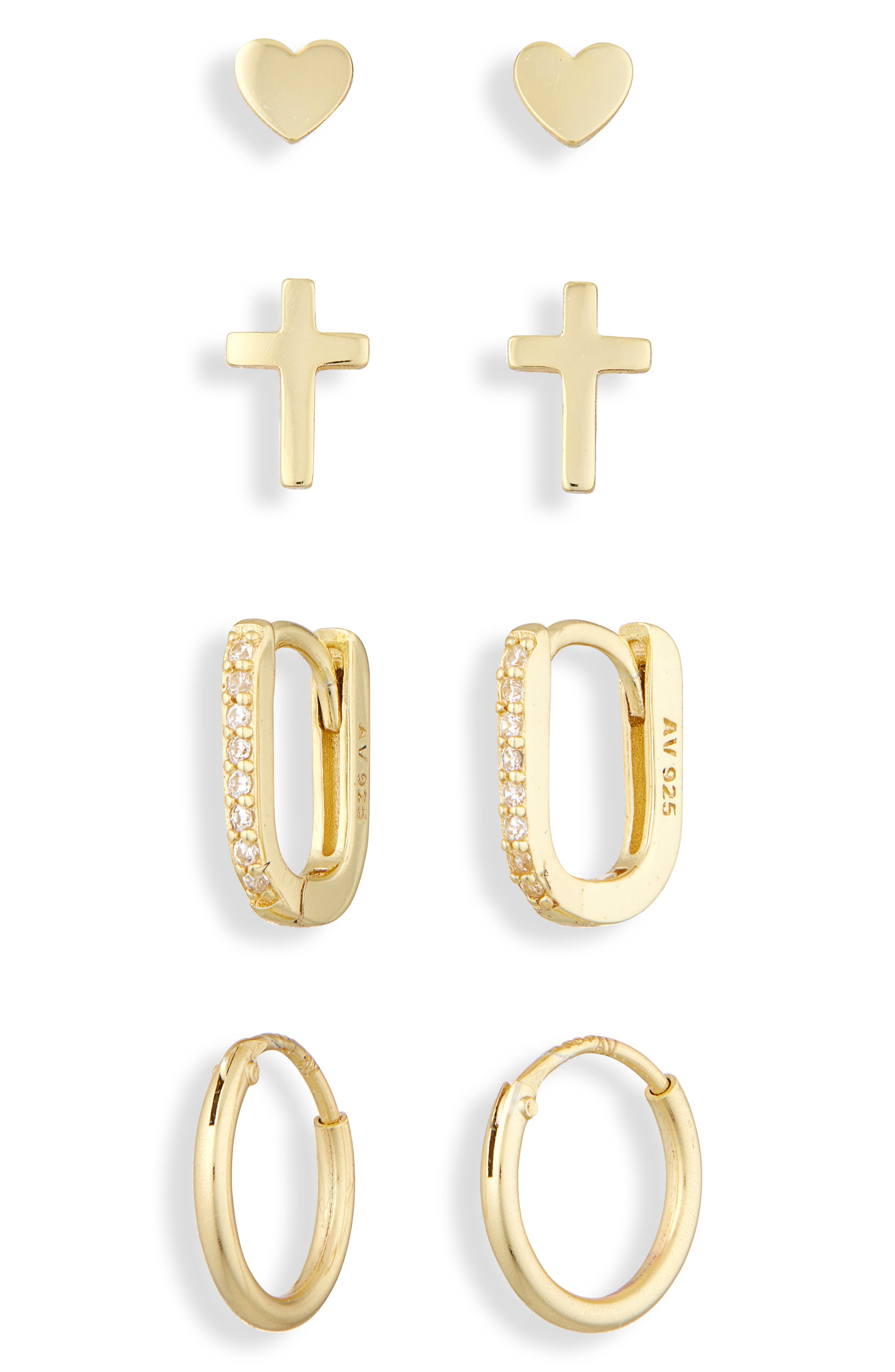 ARGENTO VIVO Pack of Four Assorted Stud & Hoop Earrings