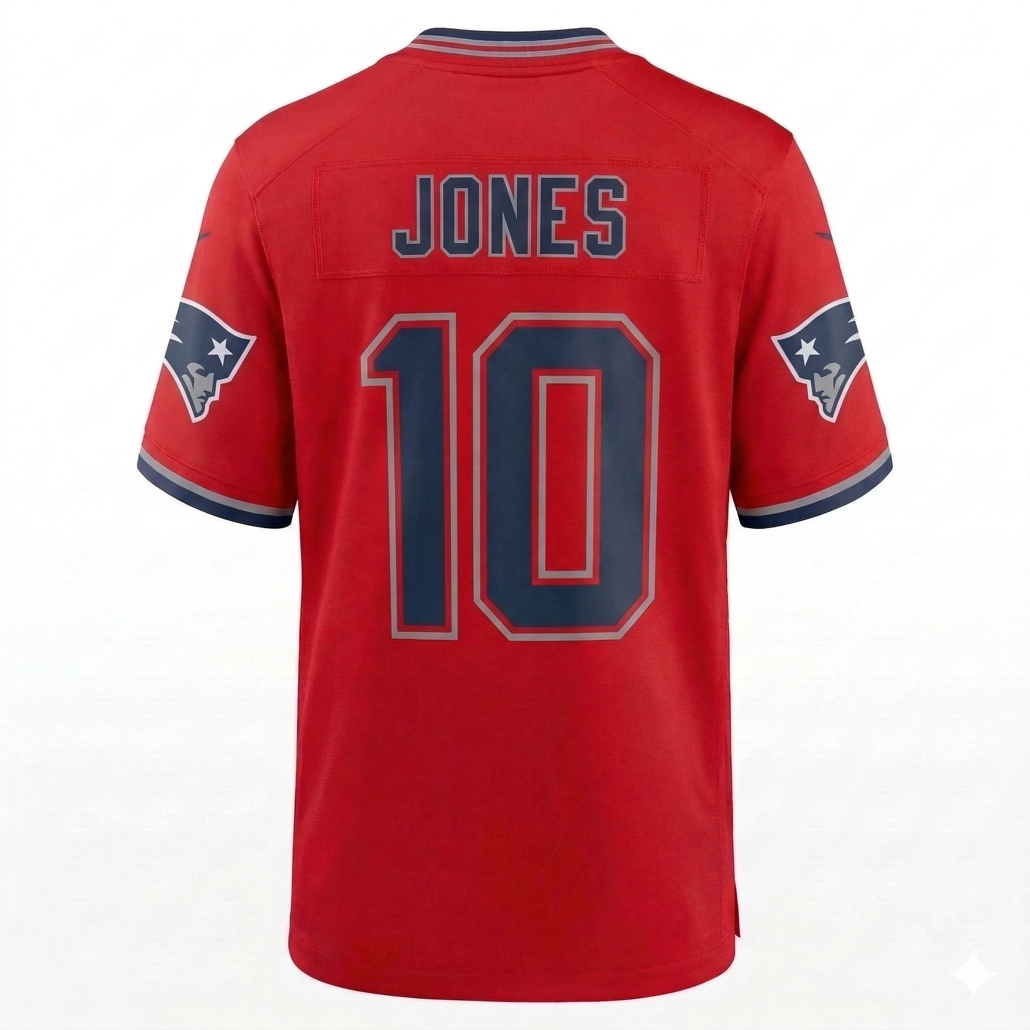 Men's Nike Drake Maye Navy Classic Red England Patriots Super Bowl LX Patch Game Jersey