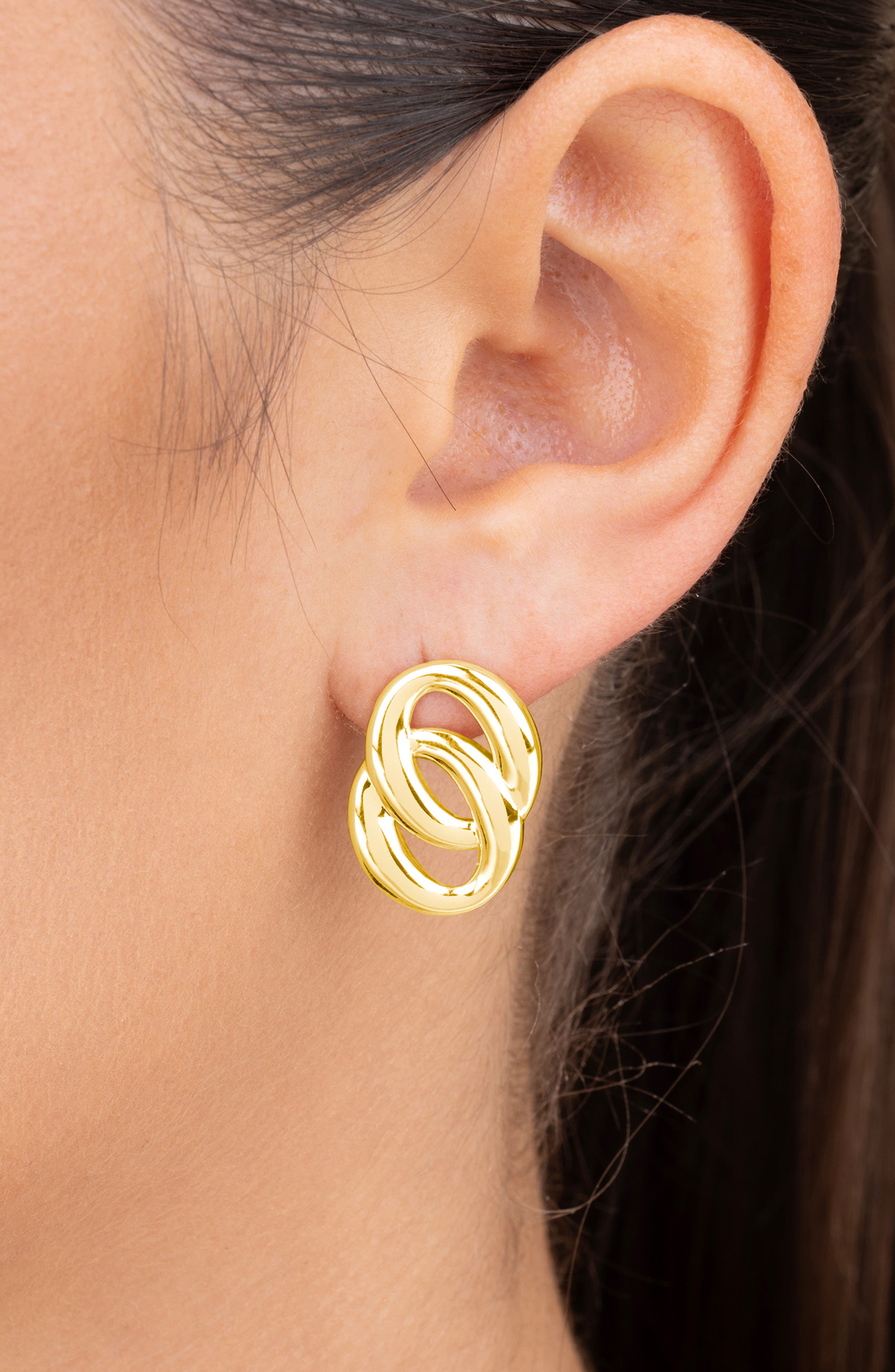Sterling Forever Sibylle Interlocking Ring Stud Earrings