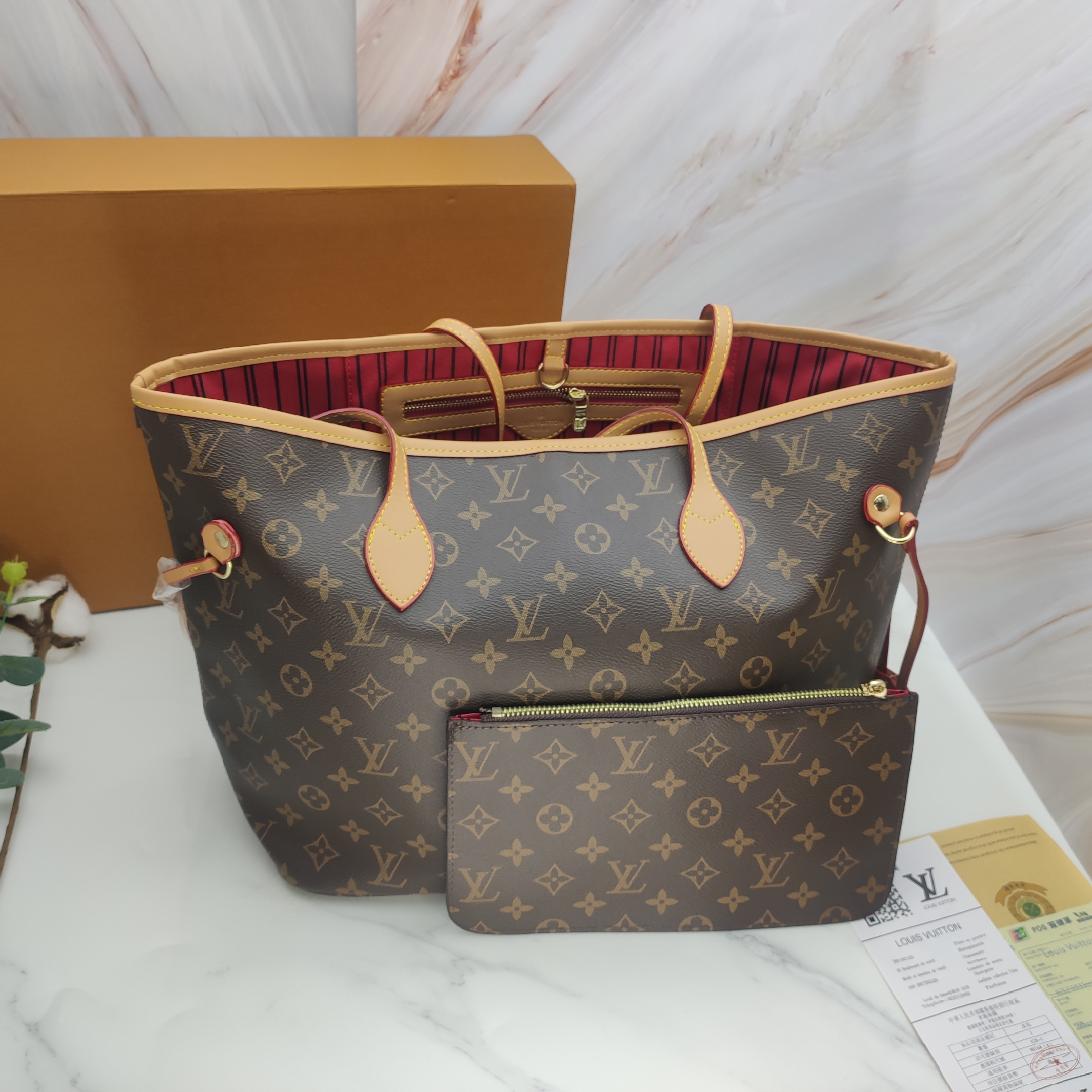 LV shopping MM neverfull tote handbag