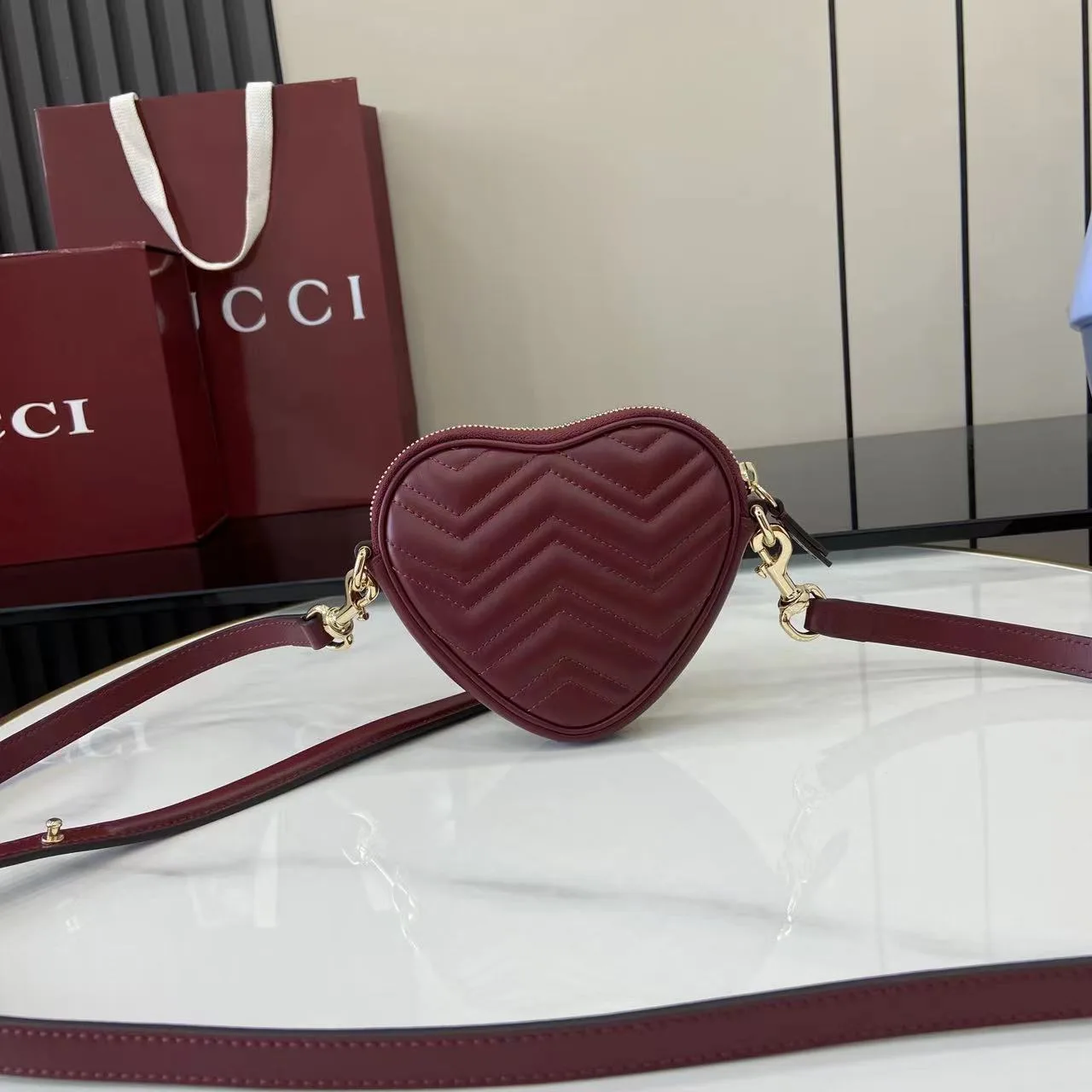 Gucci Red Marmont GG Supreme Canvas Crossbody Bag product photo from LabelPicks