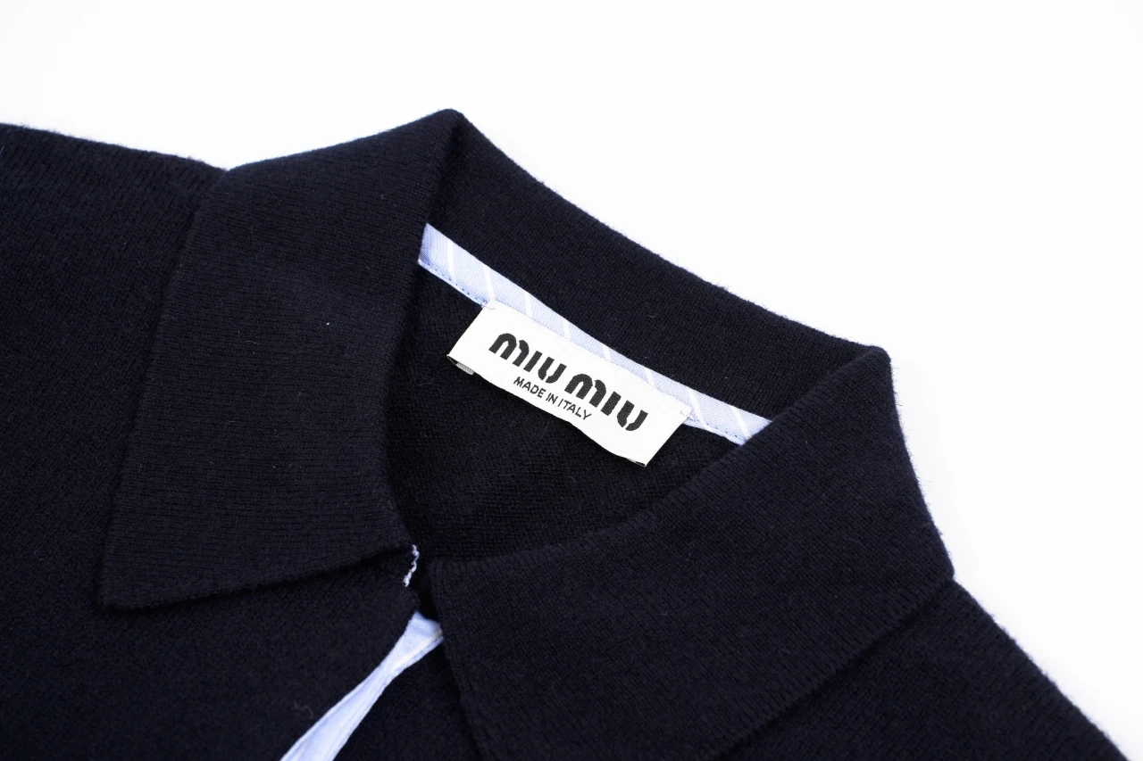 Miu Miu Navy Contrast Stripe Polo Sweater product photo from LabelPicks