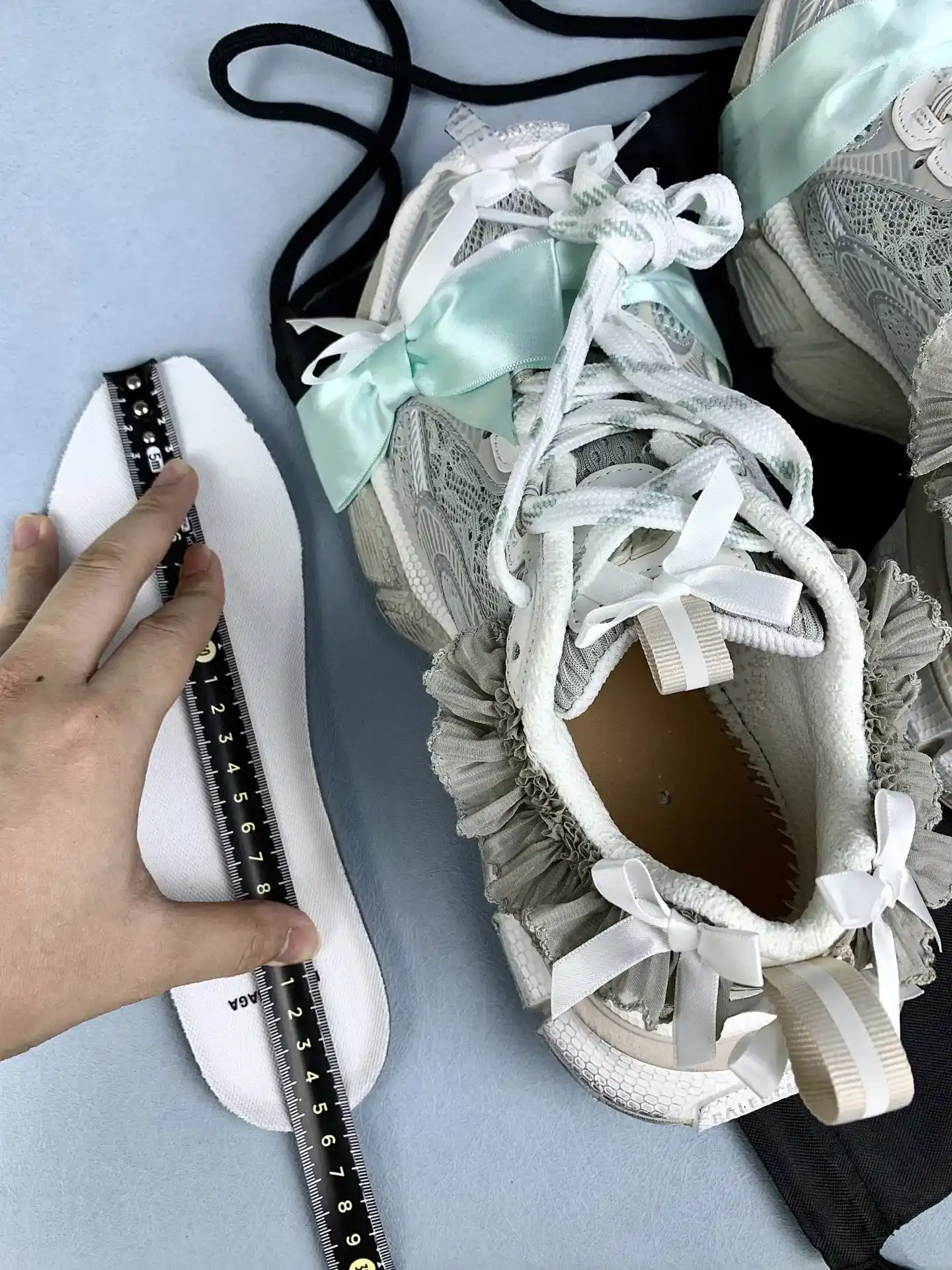 3XL Lace Sneaker in Taupe/White/Light Blue product photo from LabelPicks