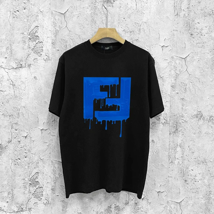 Letters Water Drop Print Round Neck T-Shirt
