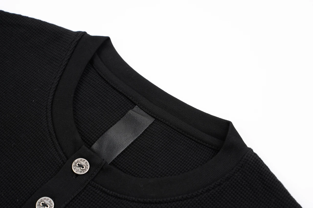 Chrome Hearts Black Tonal Embroidered Waffle Henley Long Sleeve product photo from LabelPicks