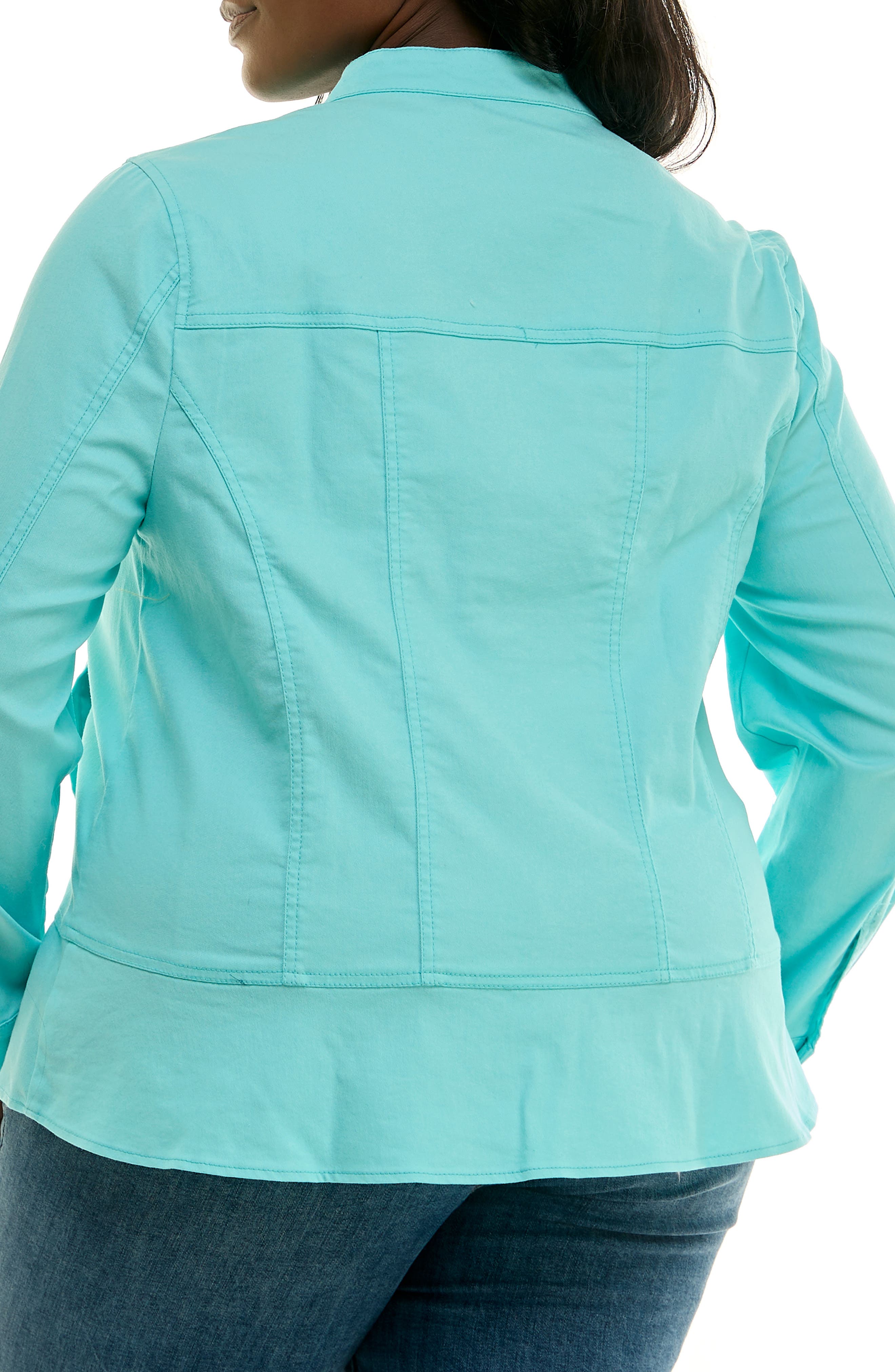 Nina Leonard Denim Peplum Jacket