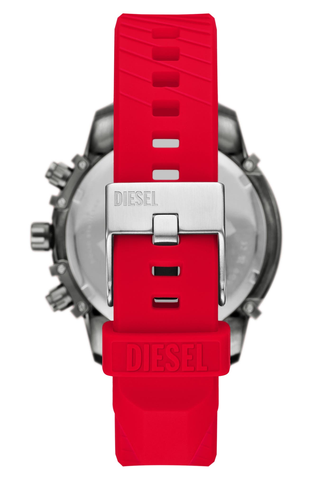 DIESEL® Griffed Chronograph Silicone Strap Watch, 48mm