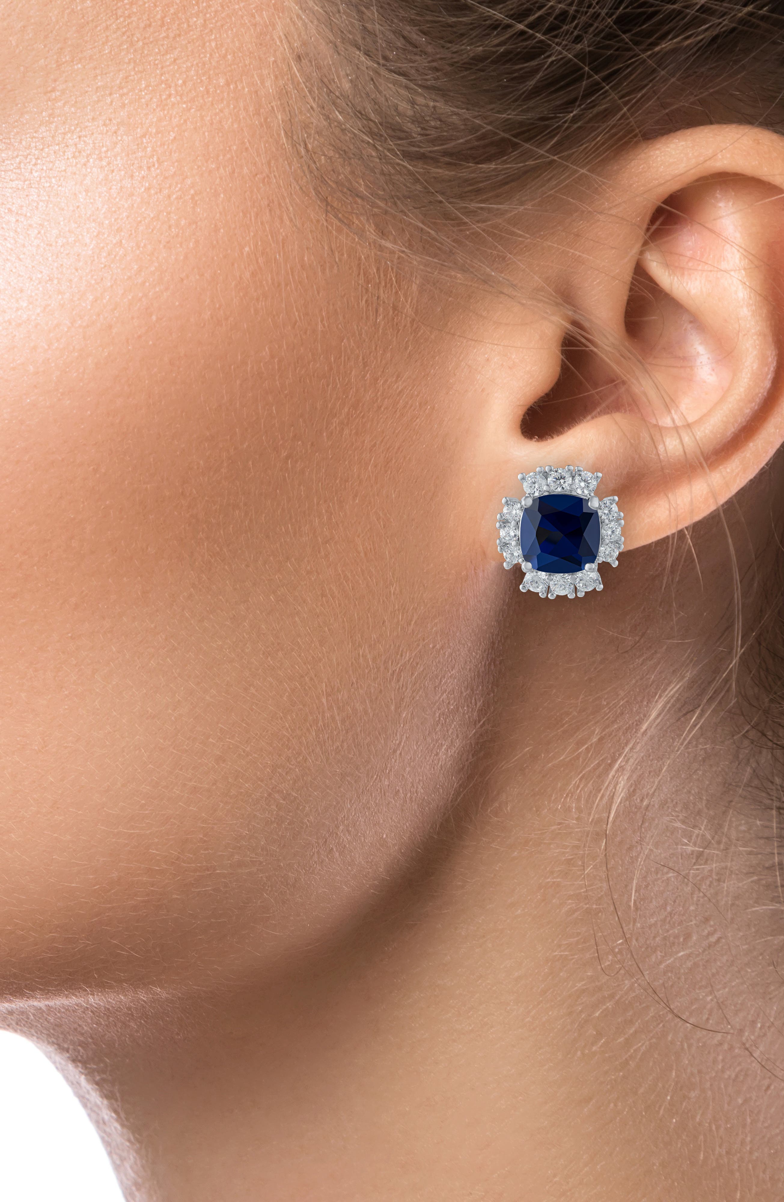 CZ by Kenneth Jay Lane Cushion Cut Cubic Zirconia Halo Stud Earrings