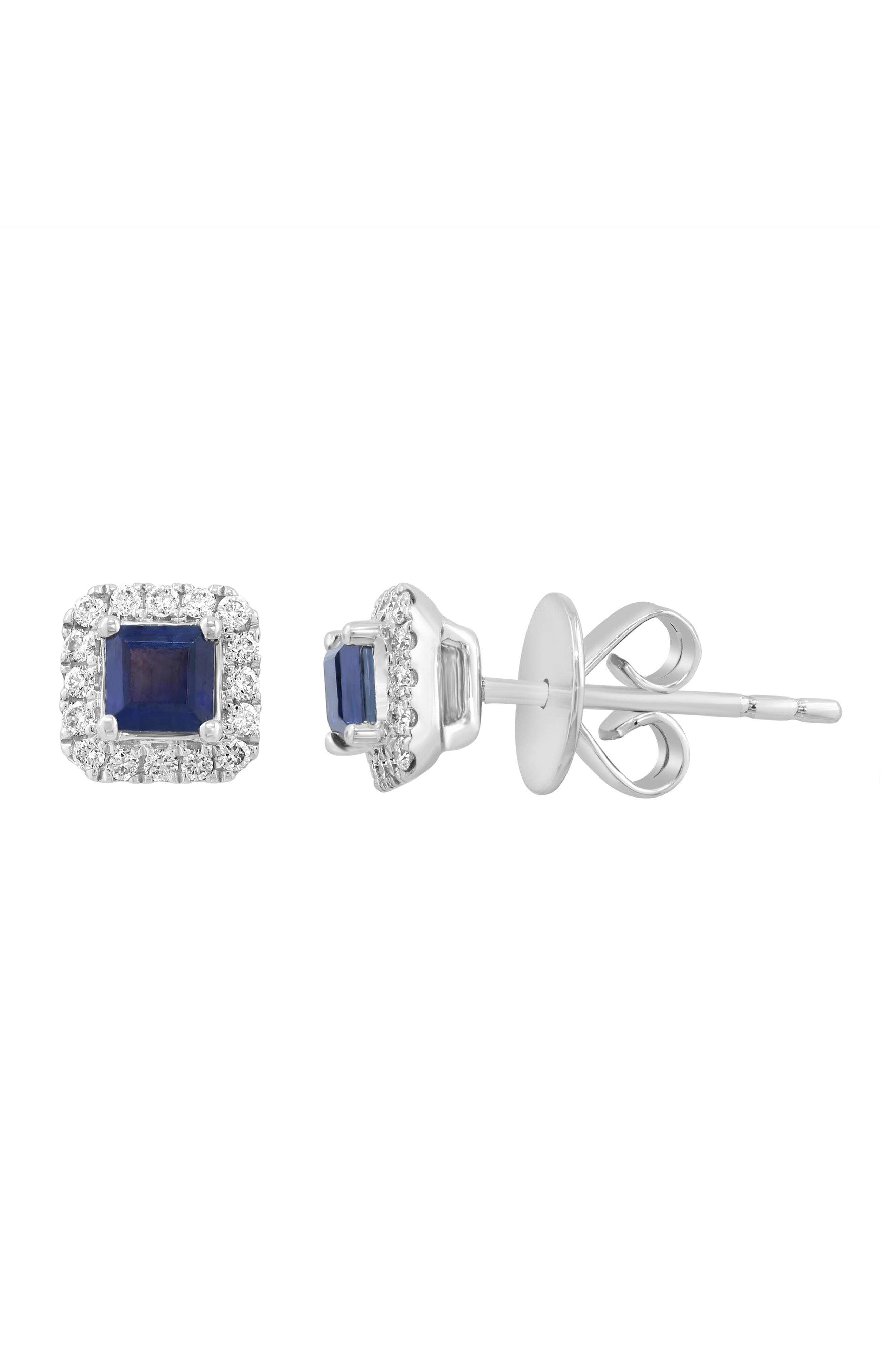 EFFY Sterling Silver Sapphire & Diamond Stud Earrings