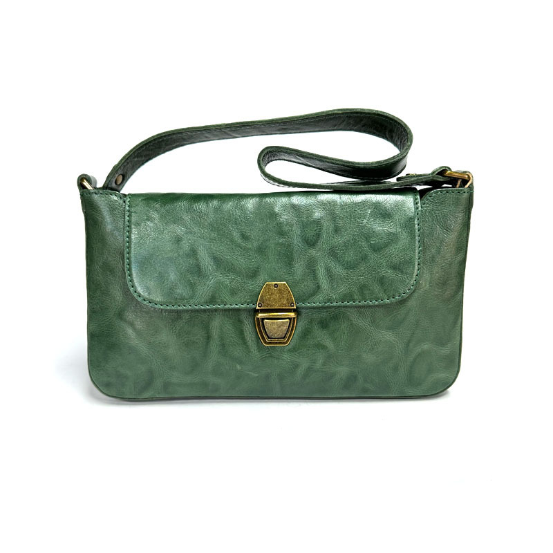 Emerald Green Leather Mini Saddle Bag Women